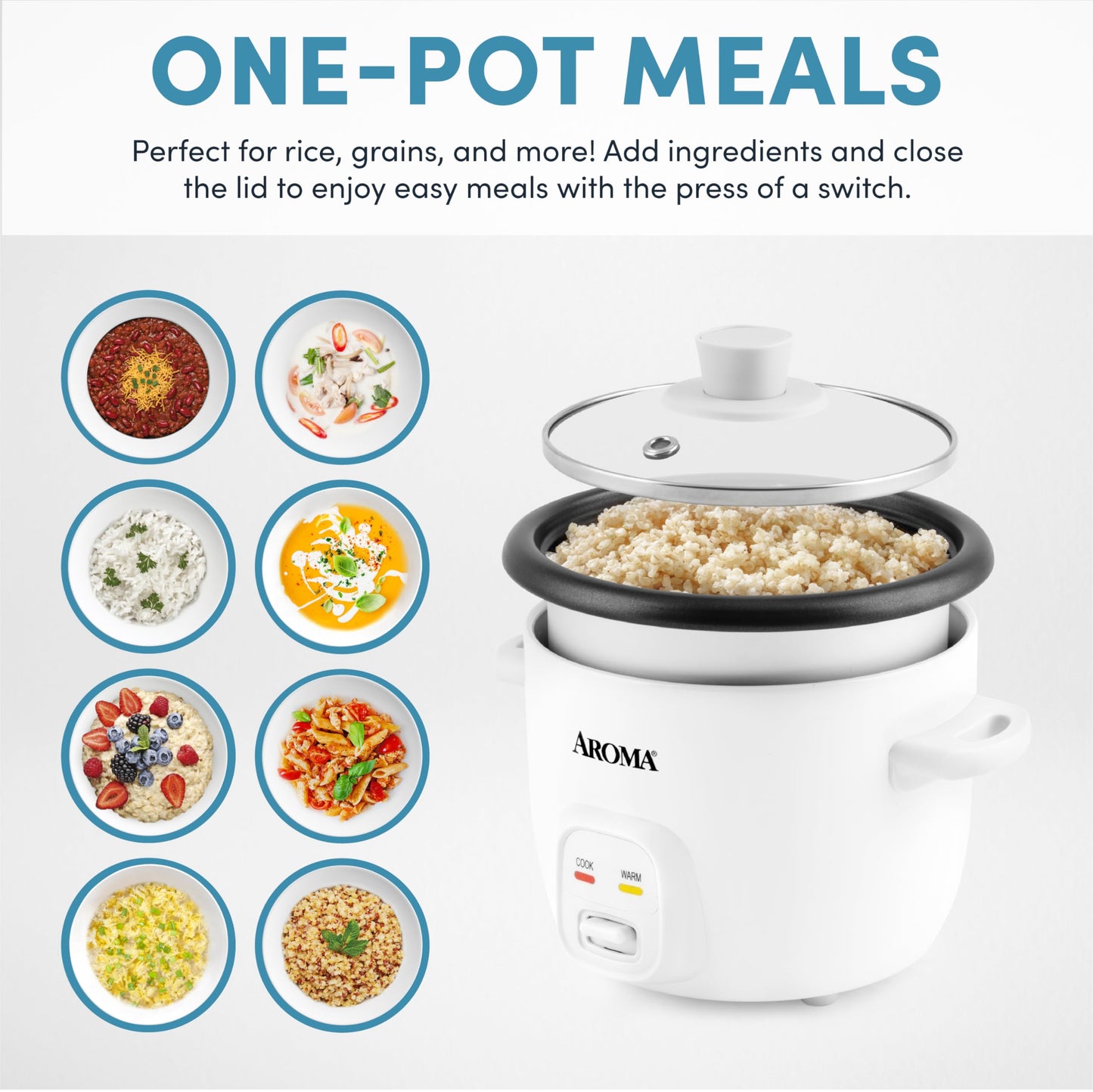 Aroma Housewares 4-Cups (Cooked) / 1Qt. Rice & Grain Cooker (ARC-302NGBL), Blue