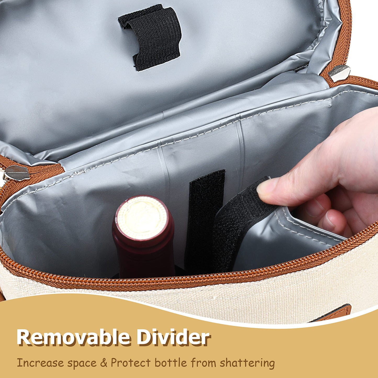 Tirrinia 2 Bottle Leakproof Insulated Wine Tote Carrier Bag - Padded Cooler for Travel, Restaurants, Tasting, Parties, Great Gift for Wine Lovers