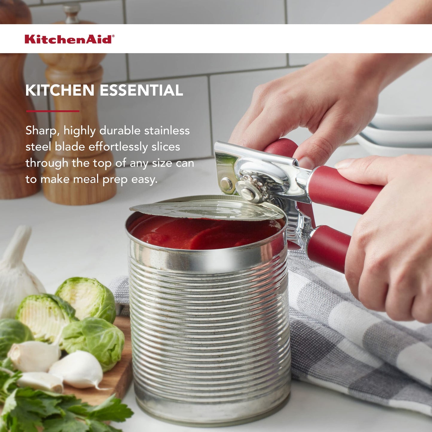 KitchenAid Classic Multifunction Can Opener and Bottle Opener Easy to Use, Razor Sharp Stainless Steel Cutting Wheel, Soft Ergonomic Handles, Black