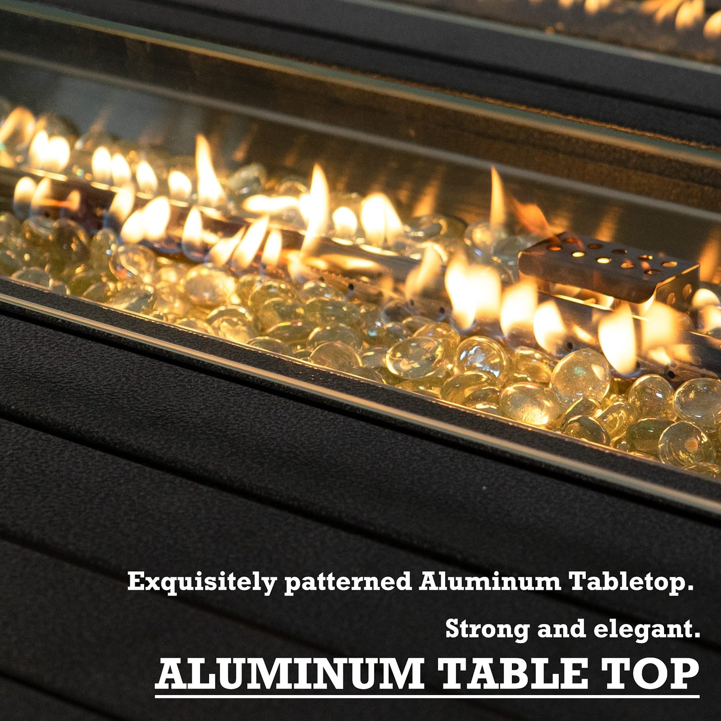 Kozyard Outdoor Patio Propane Gas Fire Pit Table - 50,000 BTU Wicker Design with Aluminum Tabletop, Glass Wind Guard, Clear Glass Rocks Slide Out Tank Holder - Ideal Patio Fire Table (Brown)
