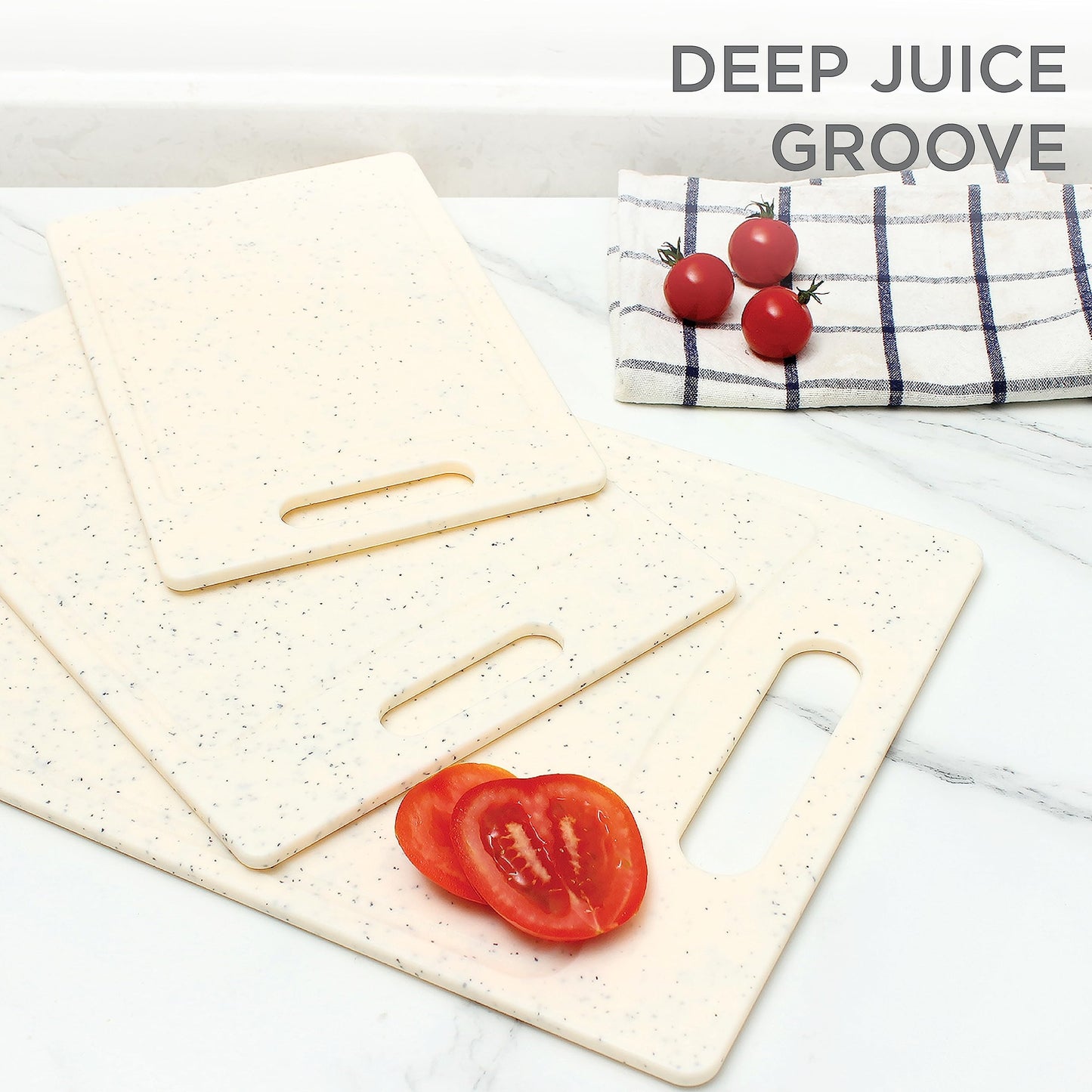 COOK WITH COLOR Non-Slip Cutting Board Set – Kitchen Essentials with Easy Grip Handle for Meat, Veggies, and Fruits, 3 Cutting Boards, Teal
