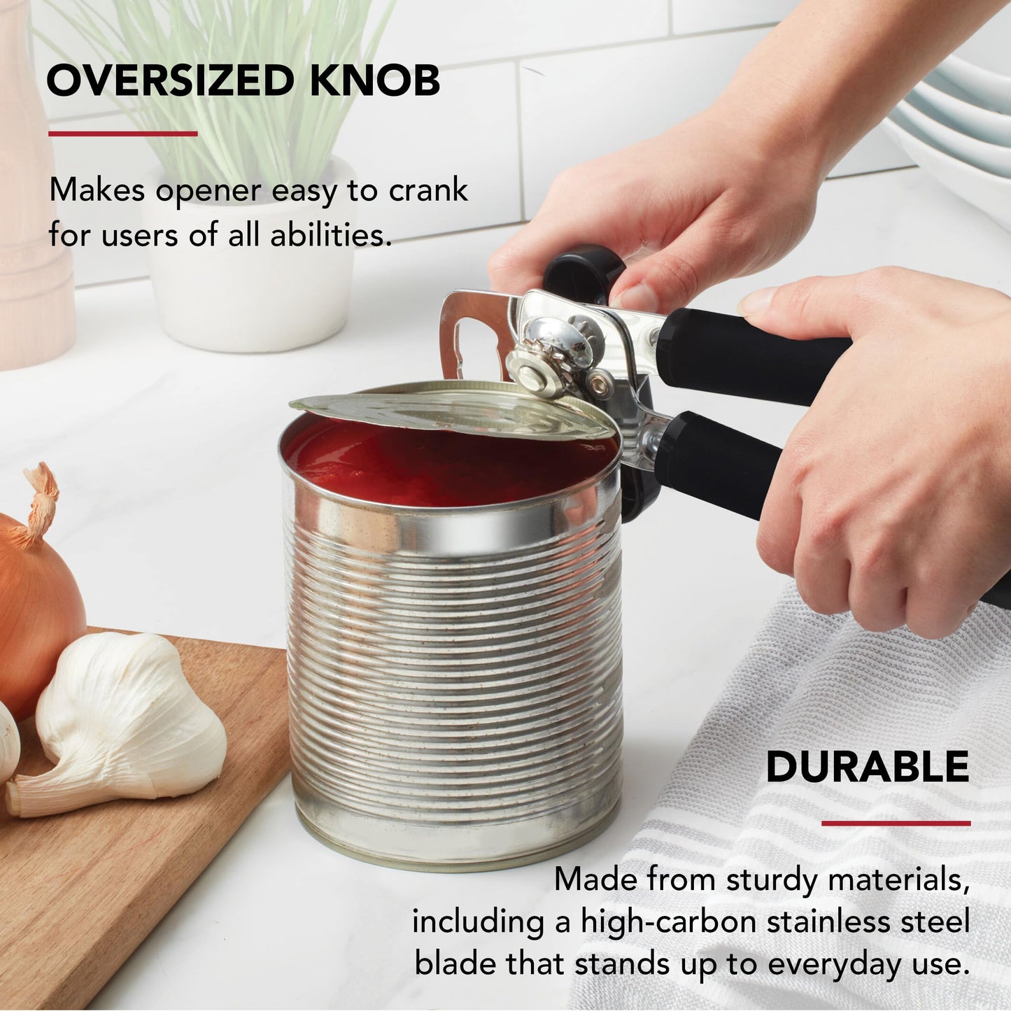 KitchenAid Classic Multifunction Can Opener and Bottle Opener Easy to Use, Razor Sharp Stainless Steel Cutting Wheel, Soft Ergonomic Handles, Black