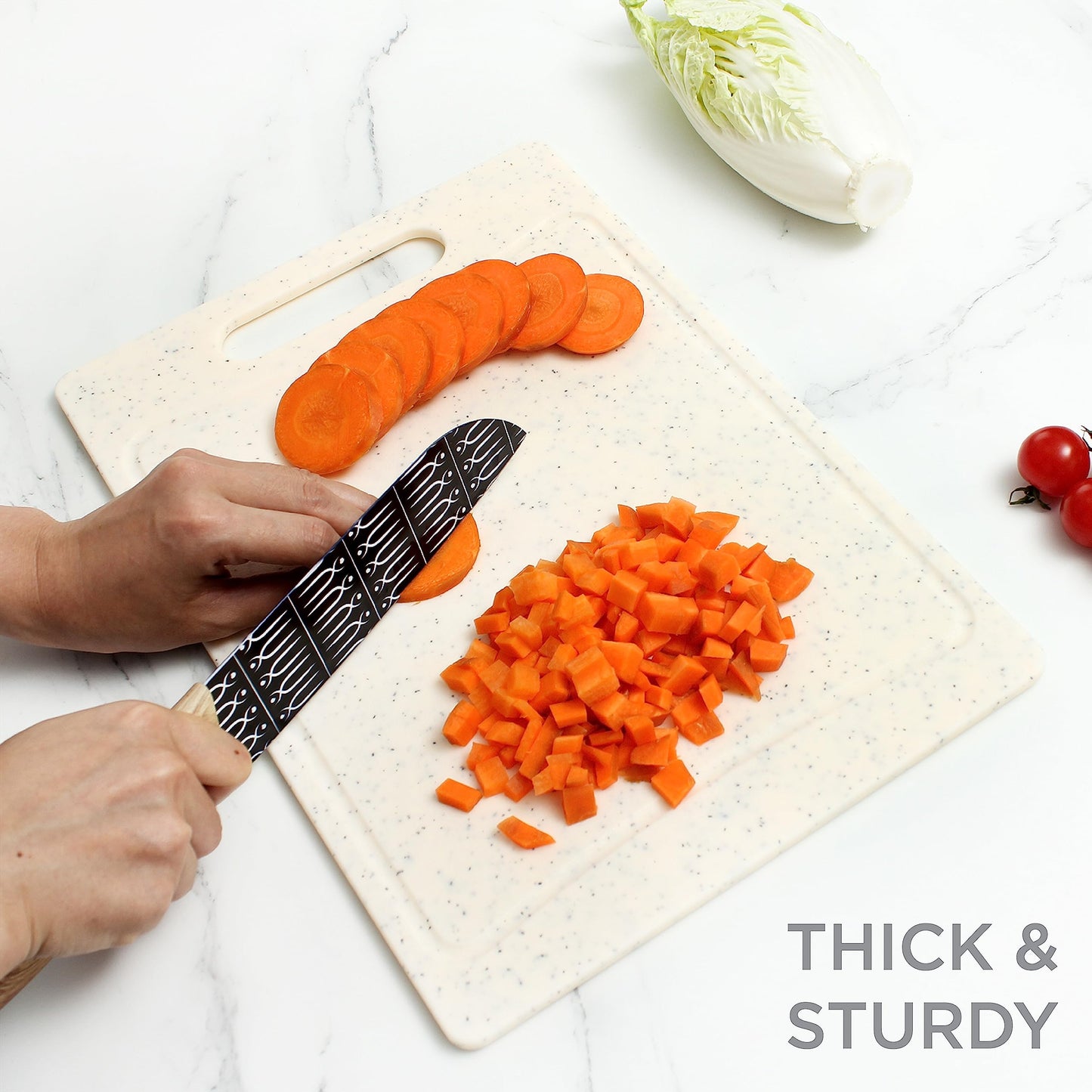 COOK WITH COLOR Non-Slip Cutting Board Set – Kitchen Essentials with Easy Grip Handle for Meat, Veggies, and Fruits, 3 Cutting Boards, Teal
