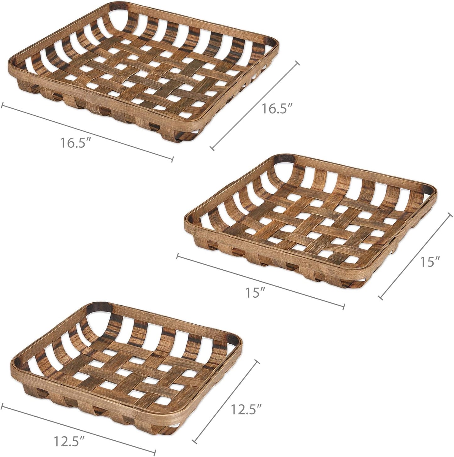 Barnyard Designs Tobacco Baskets Rustic Vintage Farmhouse Nesting Trays, Set of 3