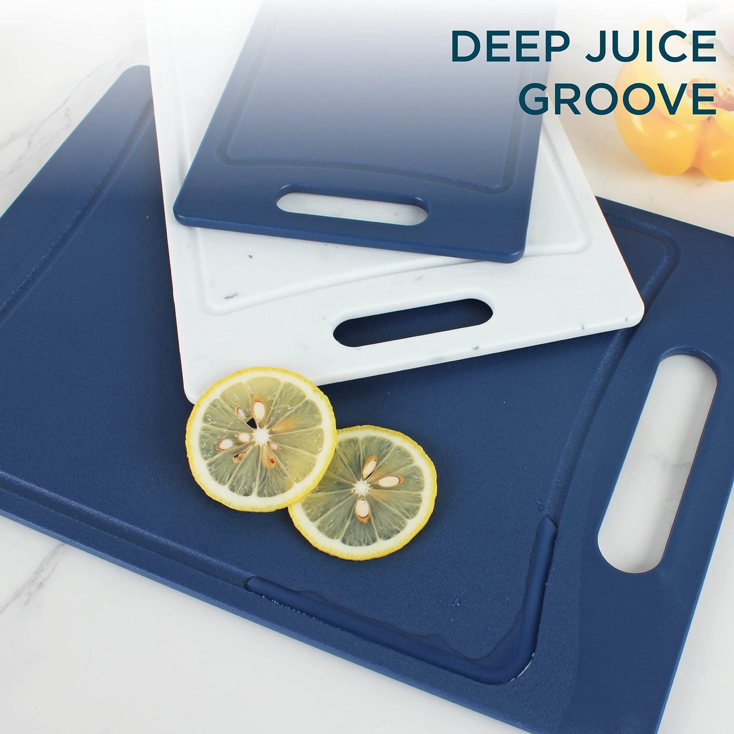 COOK WITH COLOR Non-Slip Cutting Board Set – Kitchen Essentials with Easy Grip Handle for Meat, Veggies, and Fruits, 3 Cutting Boards, Teal