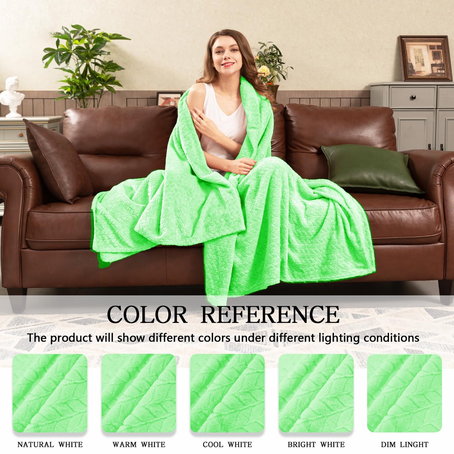 Inhand Fleece Throw Blankets, Super Soft Flannel Cozy Blankets for Adults, Washable Lightweight Blanket for Couch Sofa Bed Office, Warm Plush Blankets for All Season (50"×60", Green)