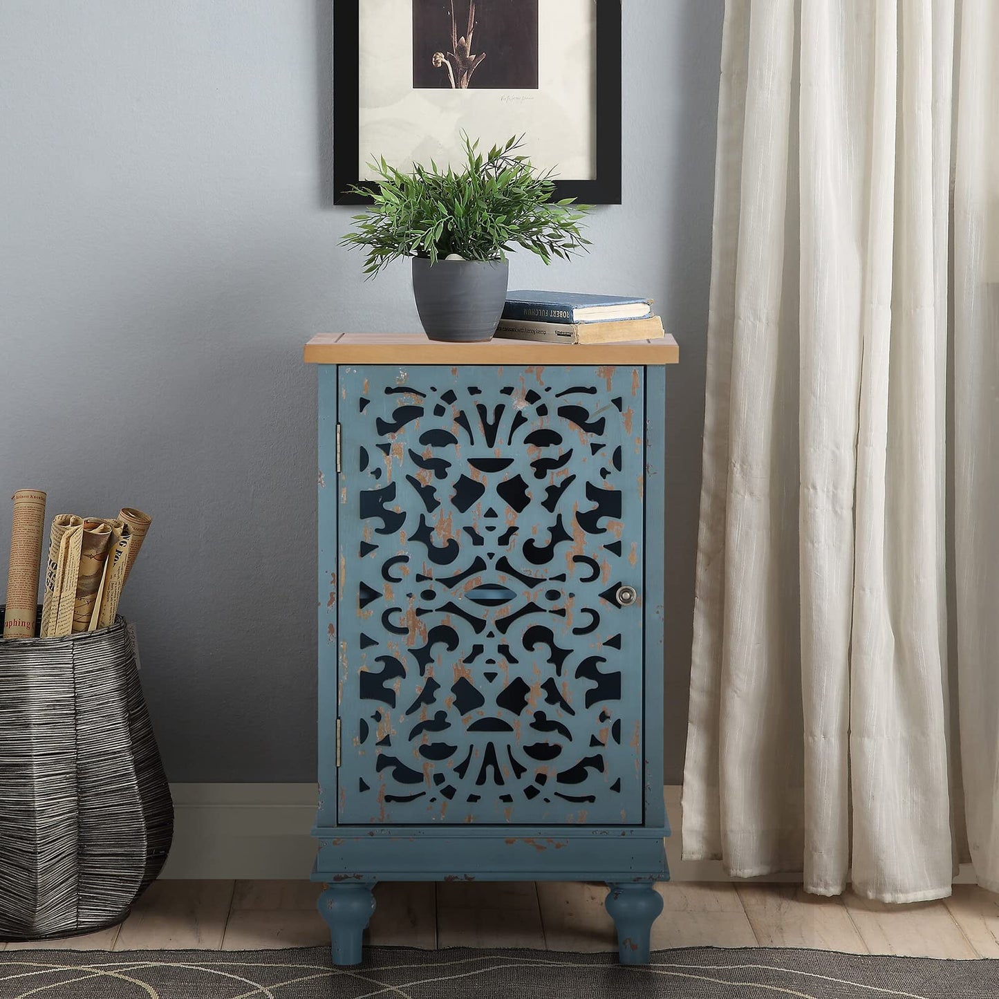 Sophia & William Tall Storage Cabinet 47.4", Decorative 2-Door Tall Accent Cabinet, for Living Room, Dining Room, White