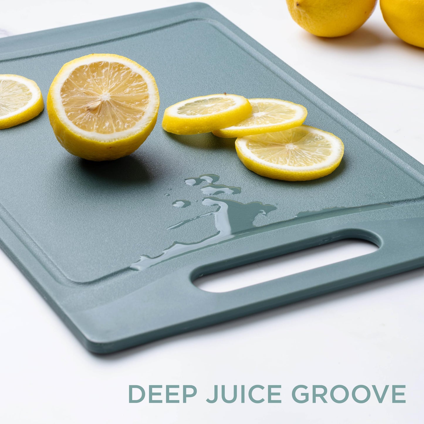 COOK WITH COLOR Non-Slip Cutting Board Set – Kitchen Essentials with Easy Grip Handle for Meat, Veggies, and Fruits, 3 Cutting Boards, Teal