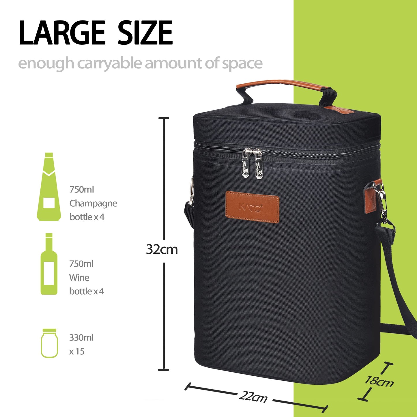 Tirrinia 2 Bottle Leakproof Insulated Wine Tote Carrier Bag - Padded Cooler for Travel, Restaurants, Tasting, Parties, Great Gift for Wine Lovers