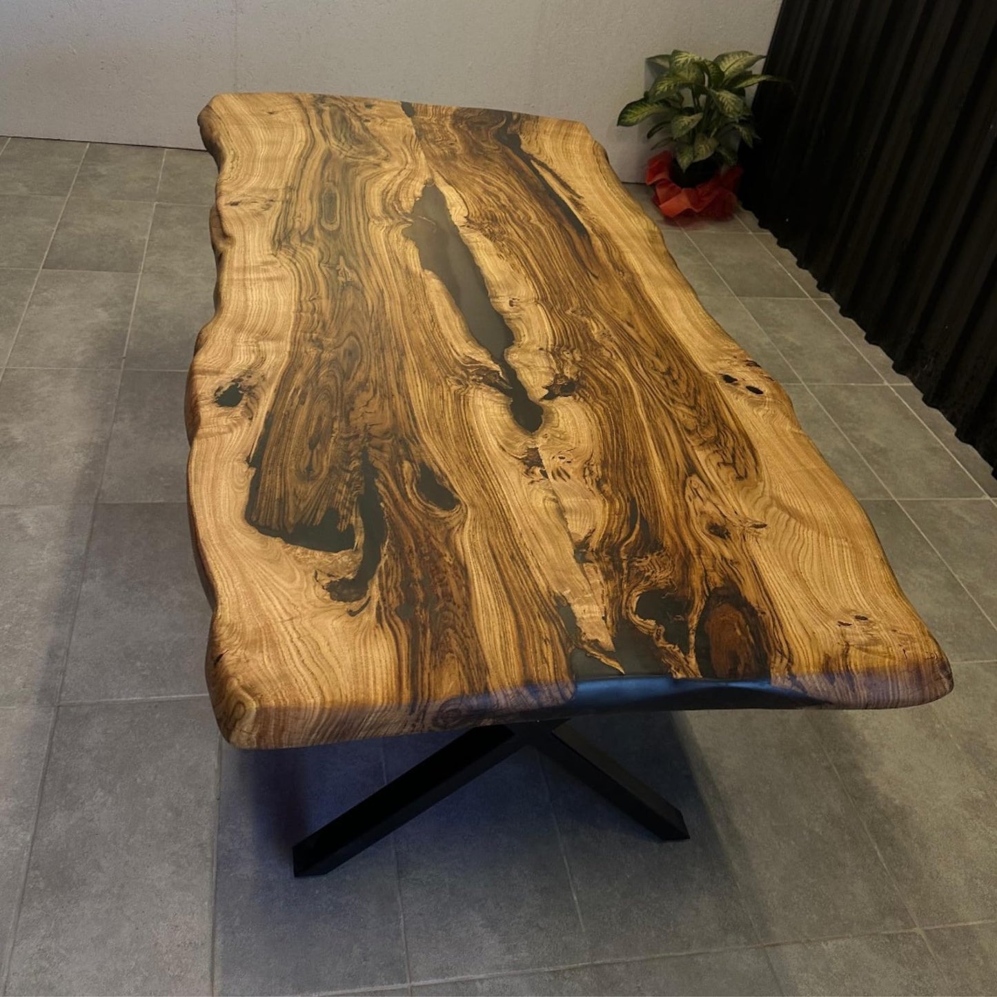 Elite Wood 55 x 31 in Handcrafted Live Edge Chestnut Table - Epoxy Resin, Dinning Room, Kitchen Table, Modern, Rustic Modern, Kitchen Tables, Farmhouse Dining