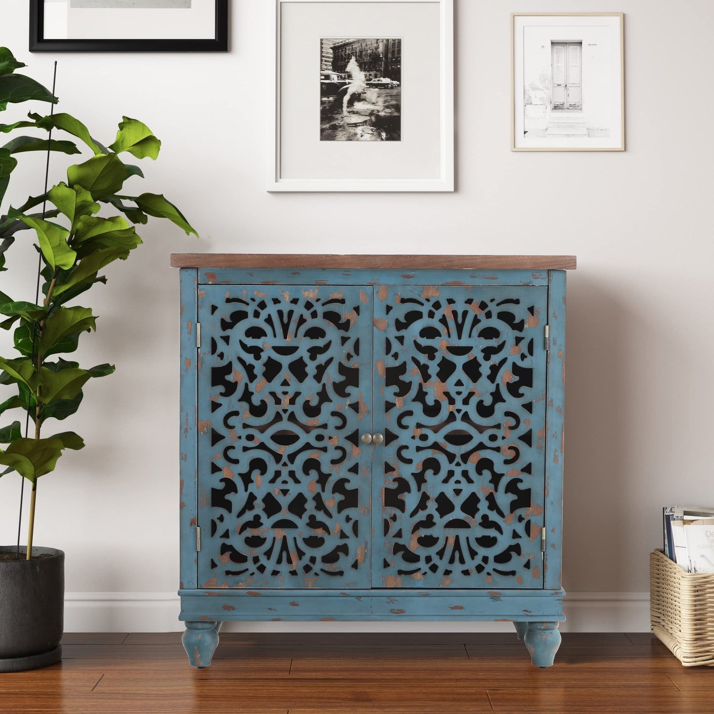 Sophia & William Tall Storage Cabinet 47.4", Decorative 2-Door Tall Accent Cabinet, for Living Room, Dining Room, White