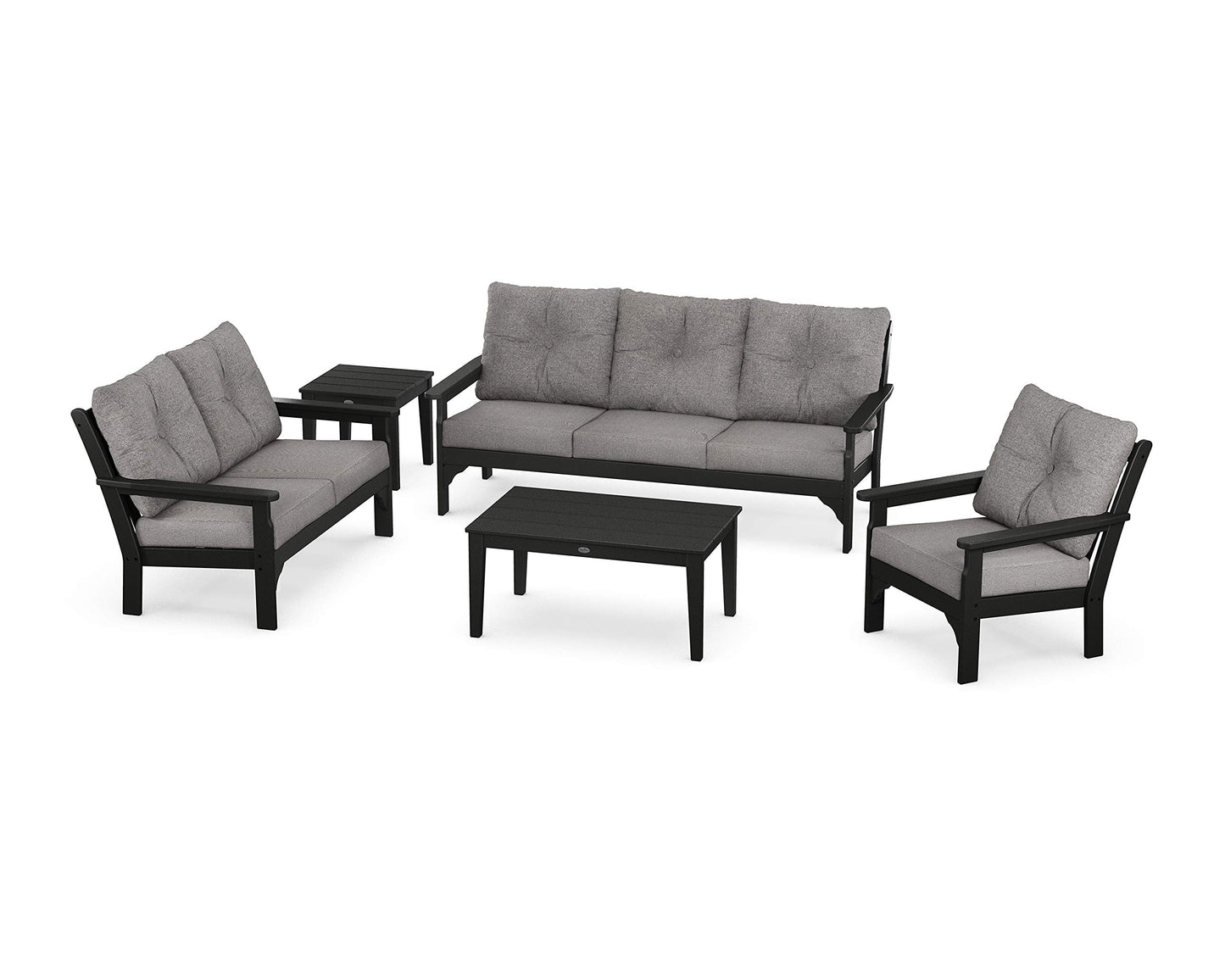 POLYWOOD® Vineyard Deep Seating Set, Black/Grey Mist