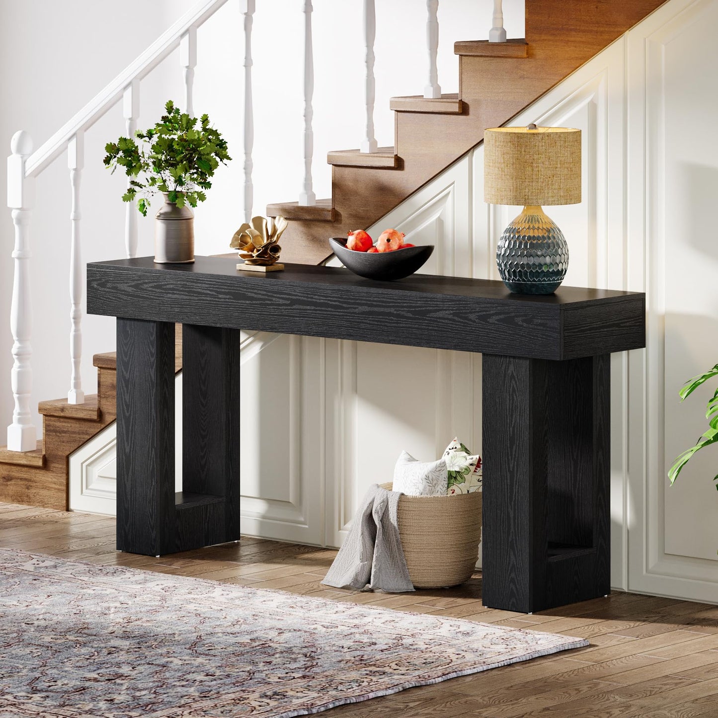 Tribesigns 63-Inch Long Console Table, Wooden Rectangular Sofa Table Behind The Couch, Farmhouse Entryway Table for Entrance, Hallway, Living Room (Natural)