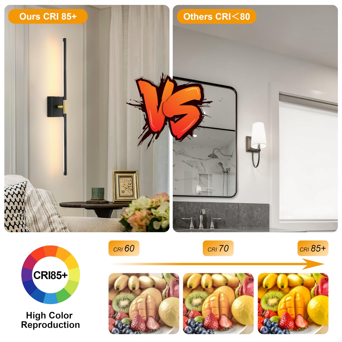 Battery Operated Wall Sconces Set of 2, Dimmable Battery Wall Sconce with Remote Control, Black Gold LED Rechargeable Sconces, 24 Inch Modern Wireless Wall Lights for Bedroom, Living Room