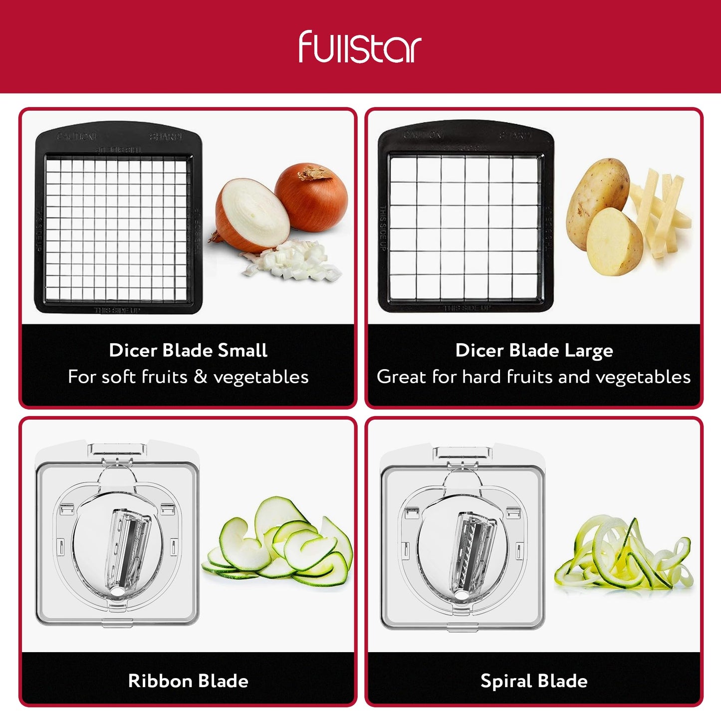 Fullstar Vegetable Chopper and Spiralizer - Food Chopper with Container, Fruit Slicer, Kitchen Gadgets & Accessories, Home Essentials (4 in 1, White)