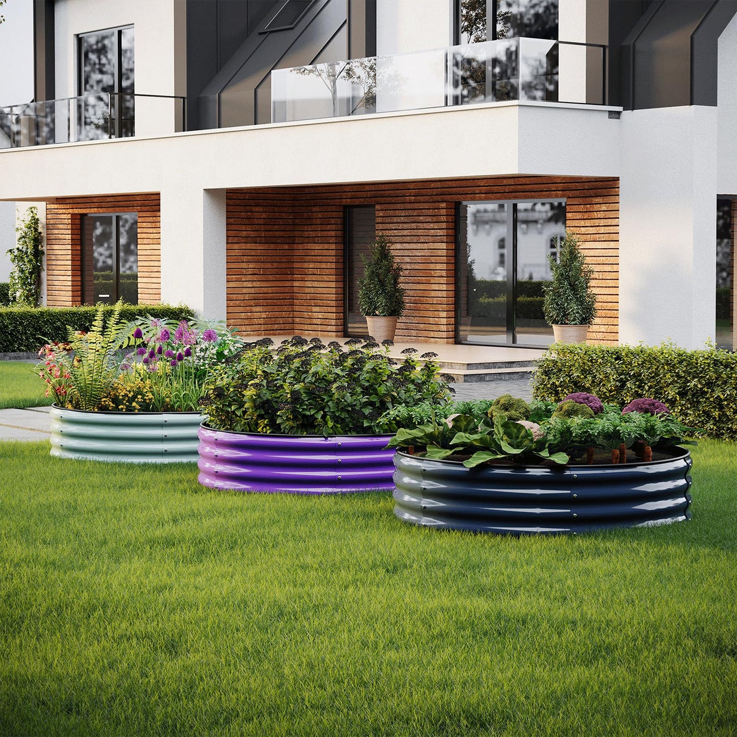 Galvanized Metal Planter Raised Garden Bed Kit for Gardening Outdoor,8x2x1ft Planter Grow Garden Box Raised Flower Bed,Long Vegetable Clearance Herb Raised Garden Beds for Gardening