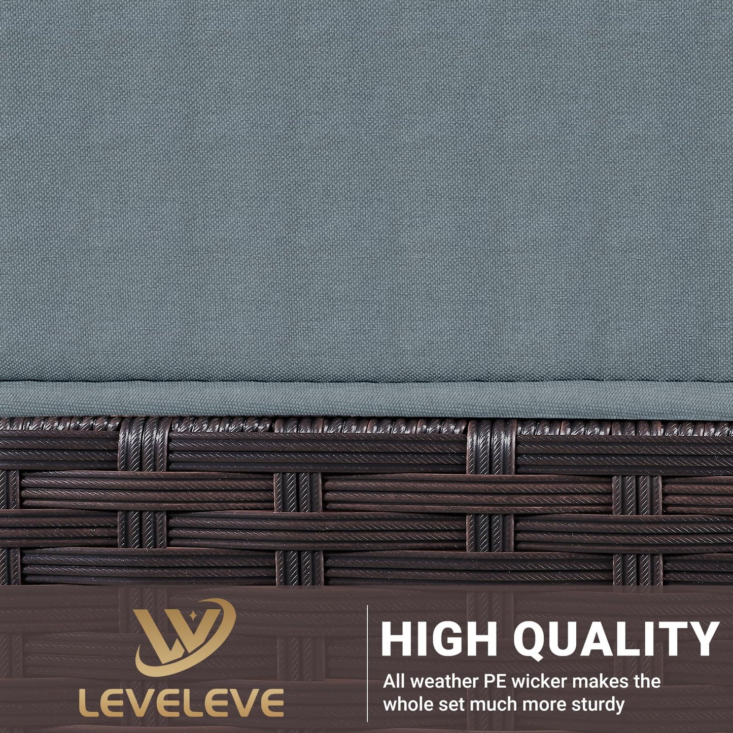 LEVELEVE 7 Pieces Outdoor Patio Furniture Sets,Rattan Conversation Sectional Set,Manual Weaving Wicker Patio Sofa with Tea Table