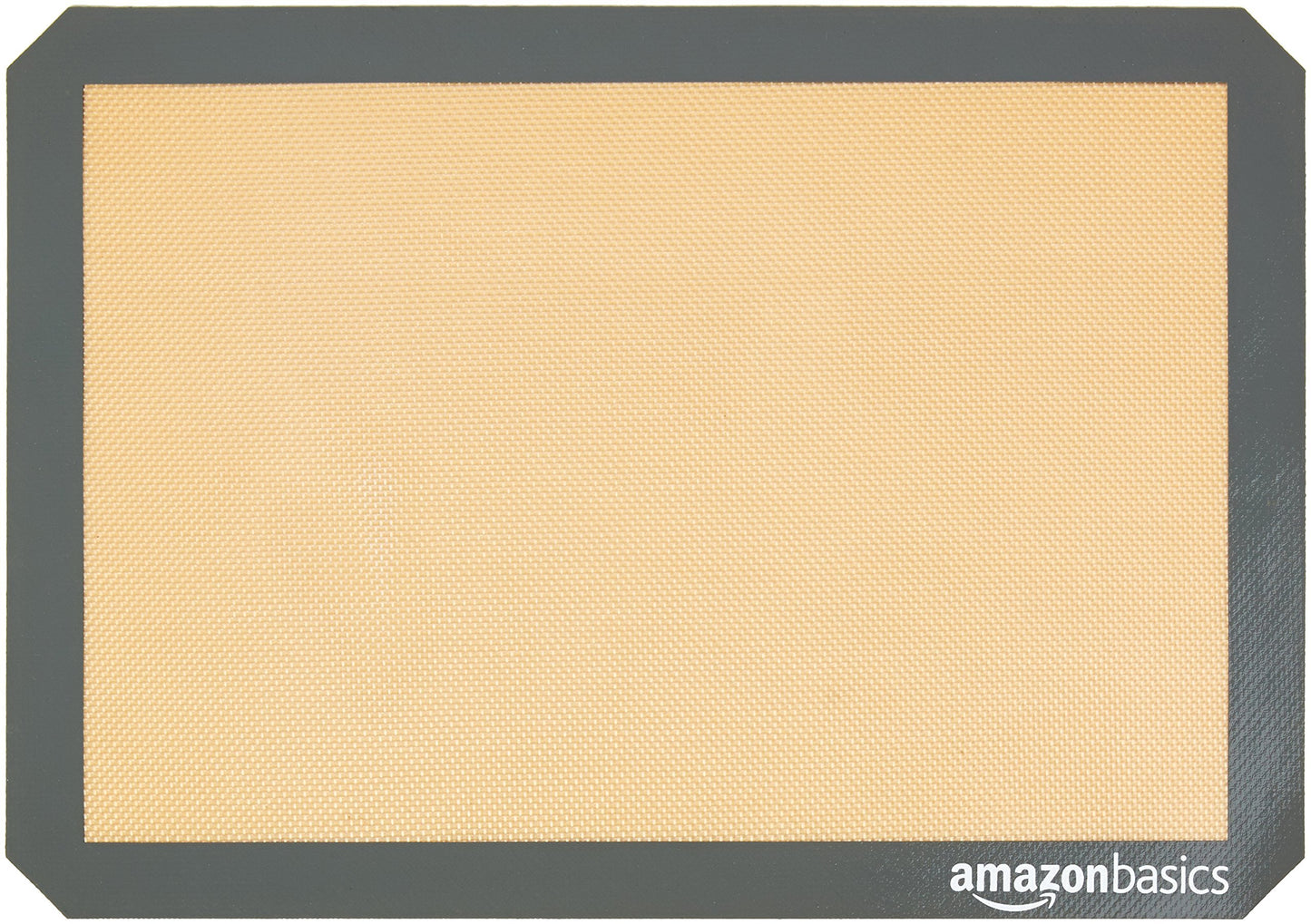 Amazon Basics Rectangular Silicone, Non-Stick Reusable, Food Safe Baking Mat, Pack of 2, 16.5"L x 11.6"W, New Beige/Gray