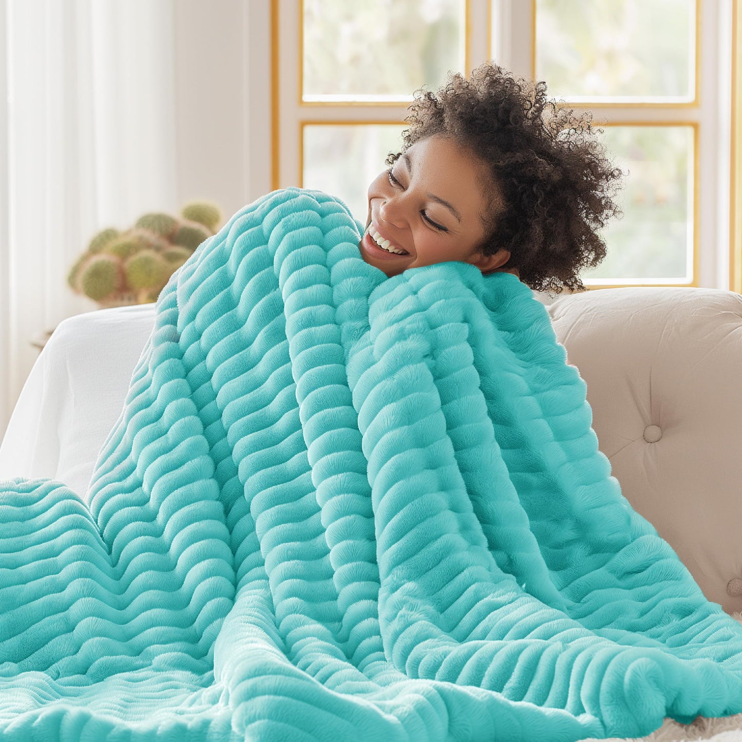 Bedsure White Throw Blanket for Couch - GentleSoft Cozy Soft Blankets for Women, Cute Small Fleece Throws for Girls, Birthday Gifts for Women, Mothers Day Decor Gifts for Mom, Off White, 50x60 Inches