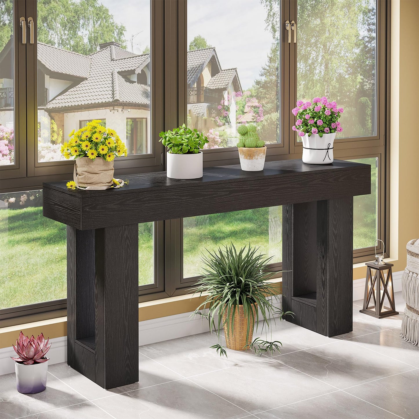 Tribesigns 63-Inch Long Console Table, Wooden Rectangular Sofa Table Behind The Couch, Farmhouse Entryway Table for Entrance, Hallway, Living Room (Natural)