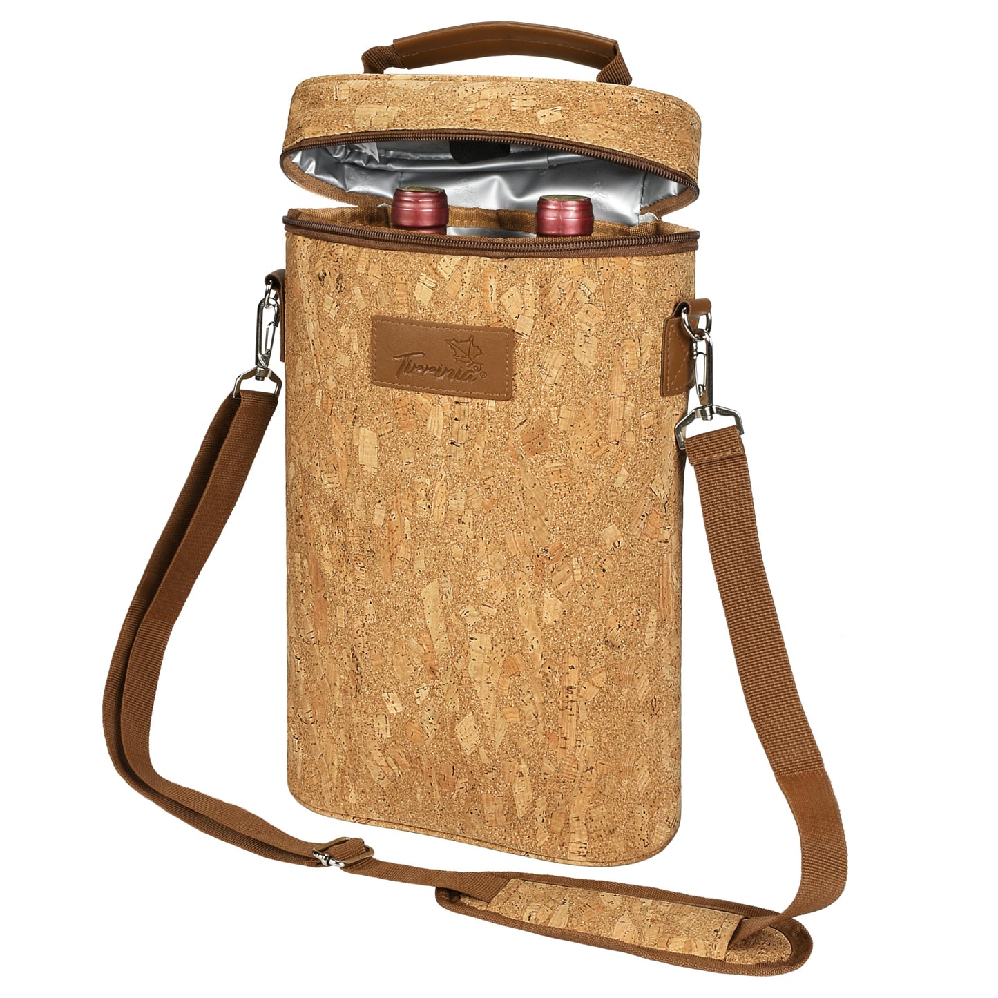 Tirrinia 2 Bottle Leakproof Insulated Wine Tote Carrier Bag - Padded Cooler for Travel, Restaurants, Tasting, Parties, Great Gift for Wine Lovers