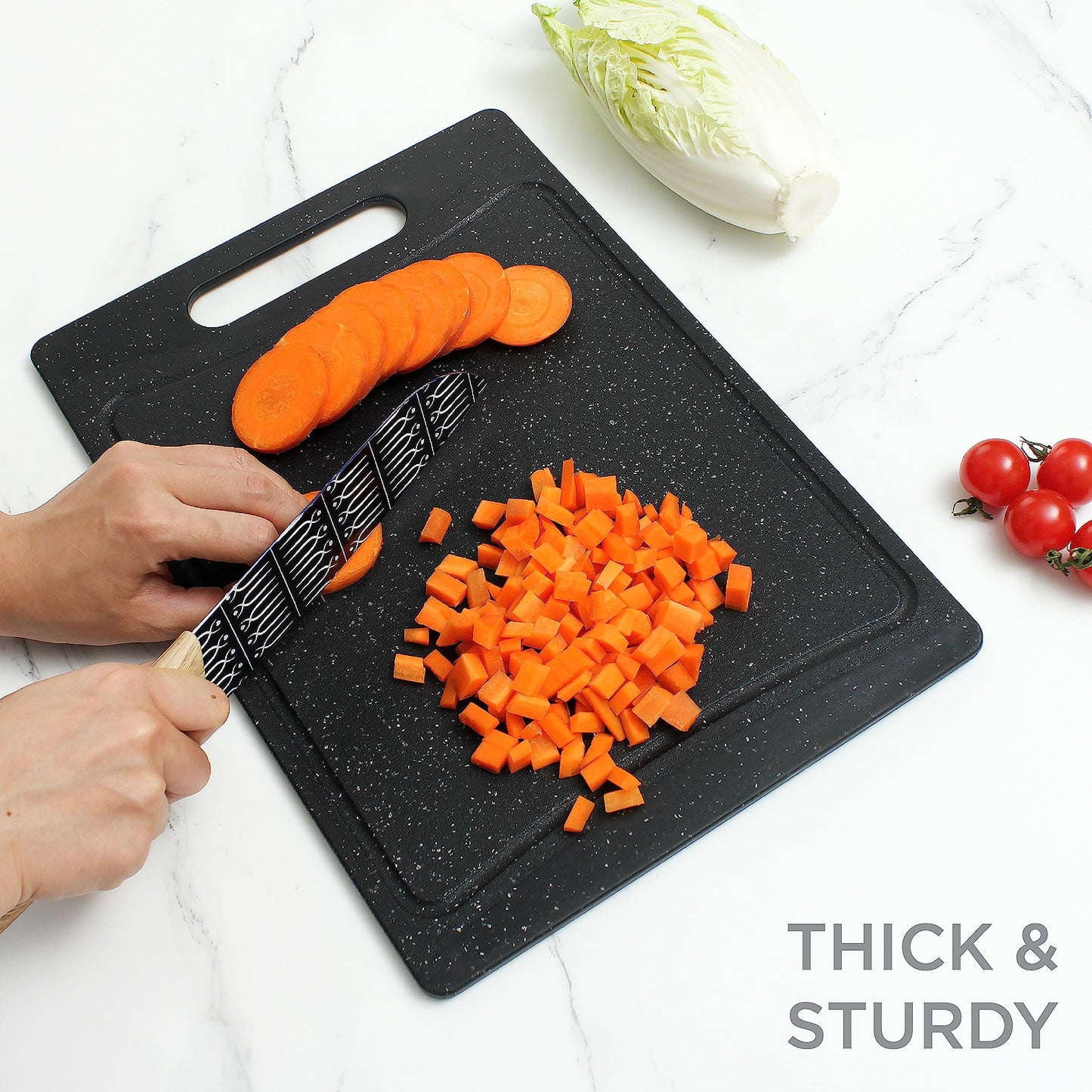 COOK WITH COLOR Non-Slip Cutting Board Set – Kitchen Essentials with Easy Grip Handle for Meat, Veggies, and Fruits, 3 Cutting Boards, Teal