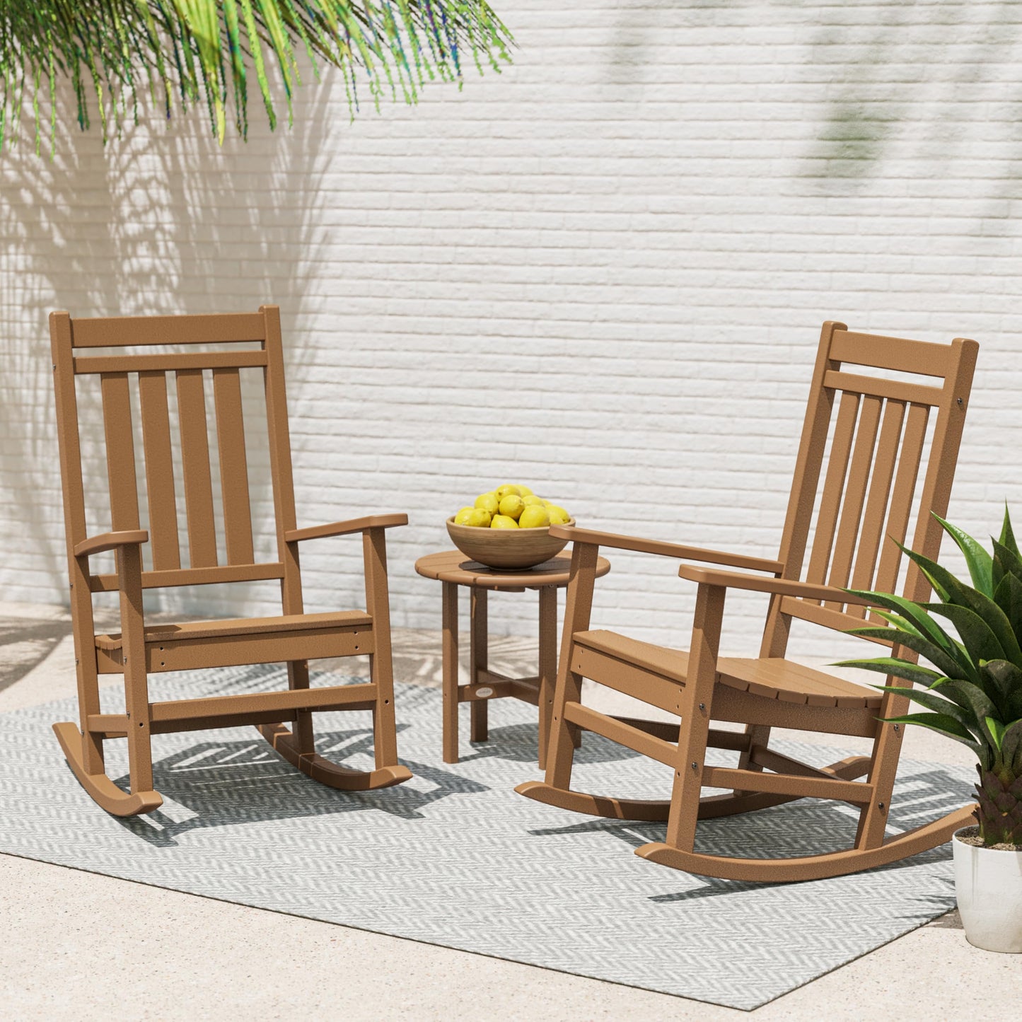POLYWOOD® Estate 3-Piece Rocking Chair Set, Black