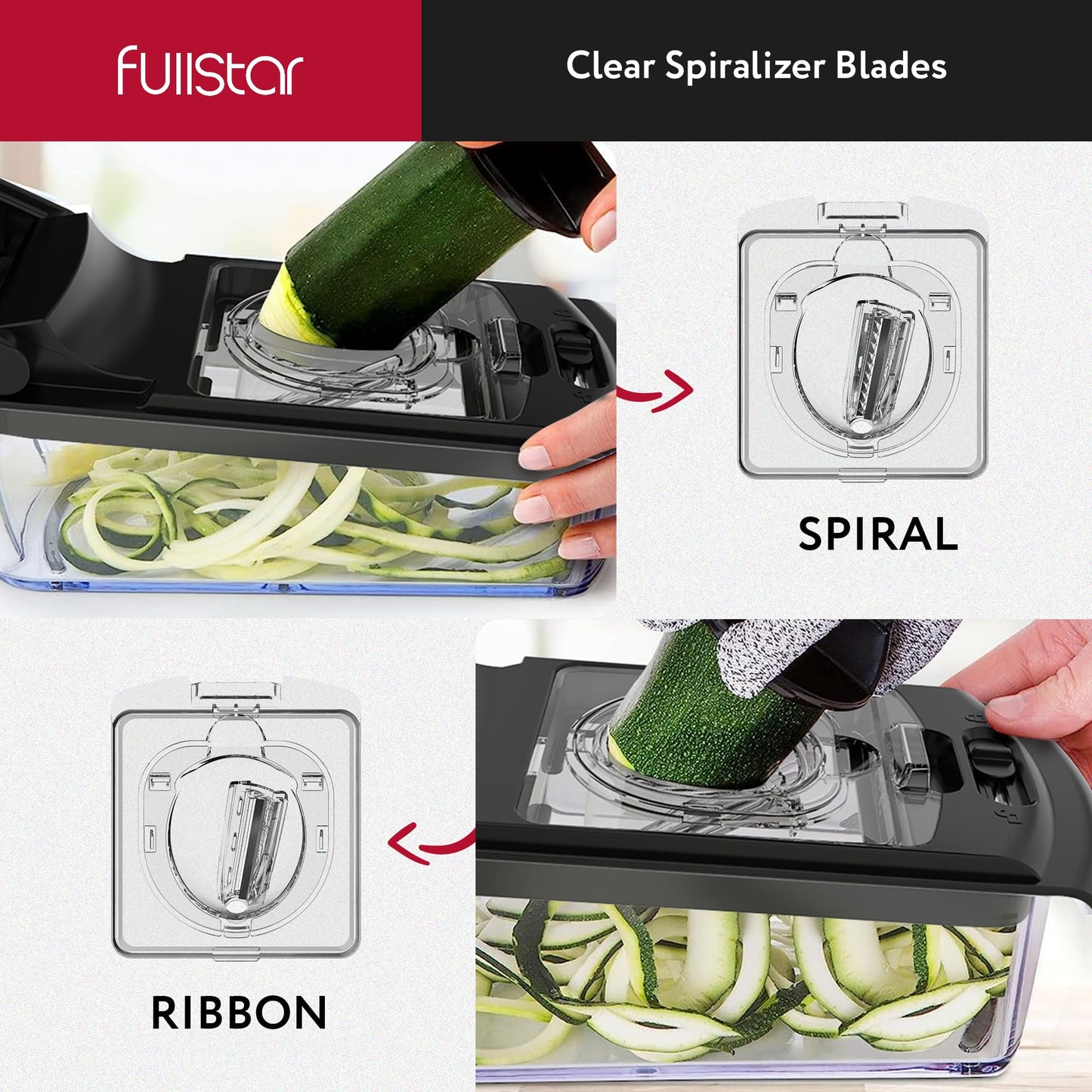 Fullstar Vegetable Chopper and Spiralizer - Food Chopper with Container, Fruit Slicer, Kitchen Gadgets & Accessories, Home Essentials (4 in 1, White)