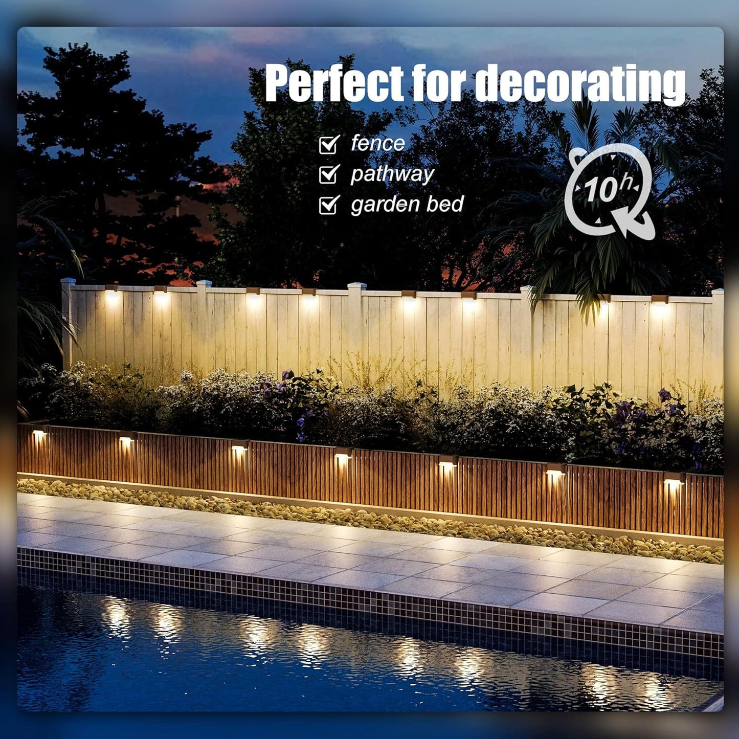 SOLPEX Solar Deck Lights Outdoor 16 Pack, Solar Step Lights Waterproof & 4 Pack 8 Lighting Modes Fixed Colors & Color Changing Fence Solar Lights Outdoor