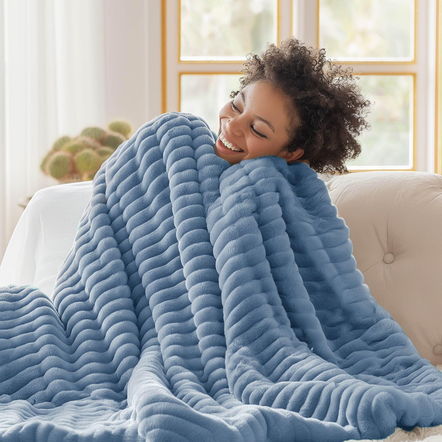 Bedsure White Throw Blanket for Couch - GentleSoft Cozy Soft Blankets for Women, Cute Small Fleece Throws for Girls, Birthday Gifts for Women, Mothers Day Decor Gifts for Mom, Off White, 50x60 Inches