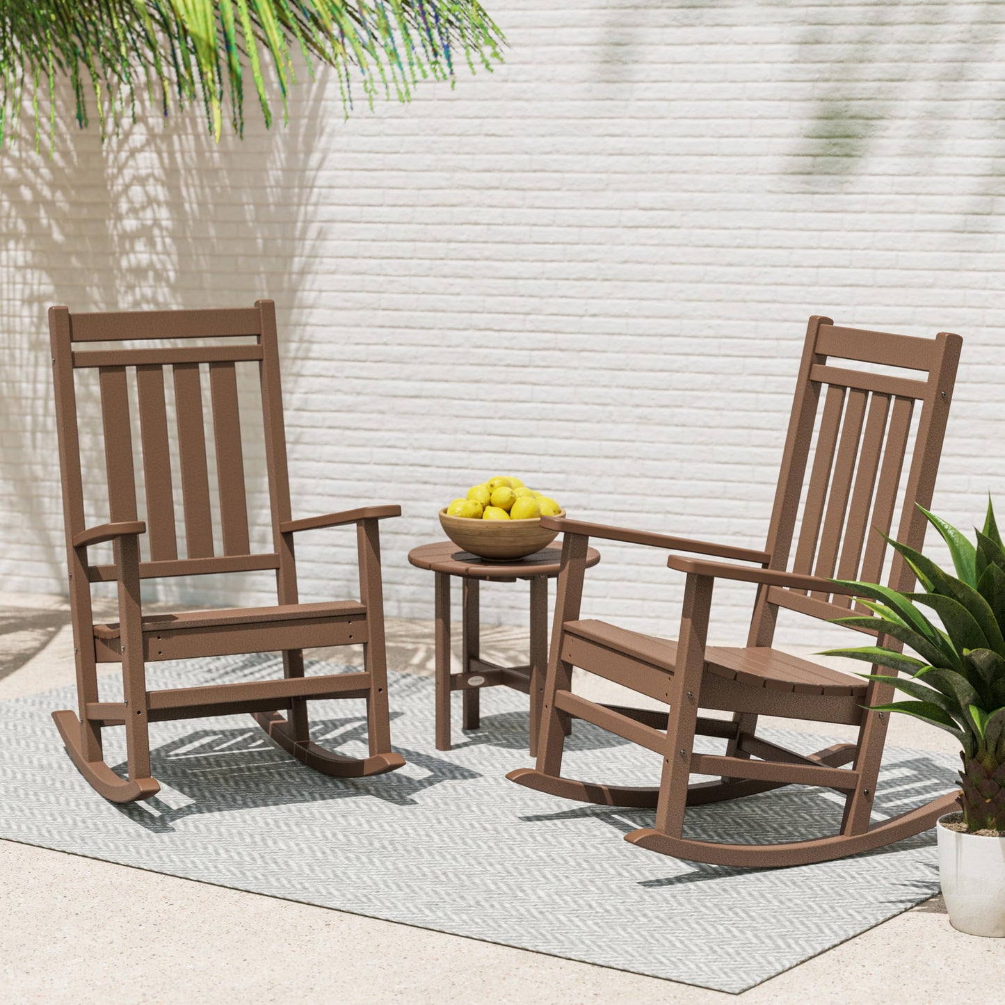 POLYWOOD® Estate 3-Piece Rocking Chair Set, Black