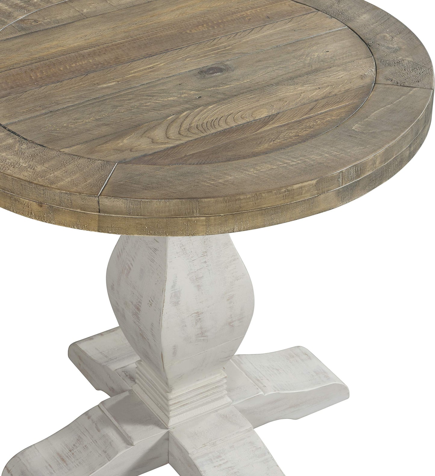 Napa Solid Wood Farmhouse Rustic Round End Side Living Room Table, Nightstand 26" W x 26" D x 25" H
