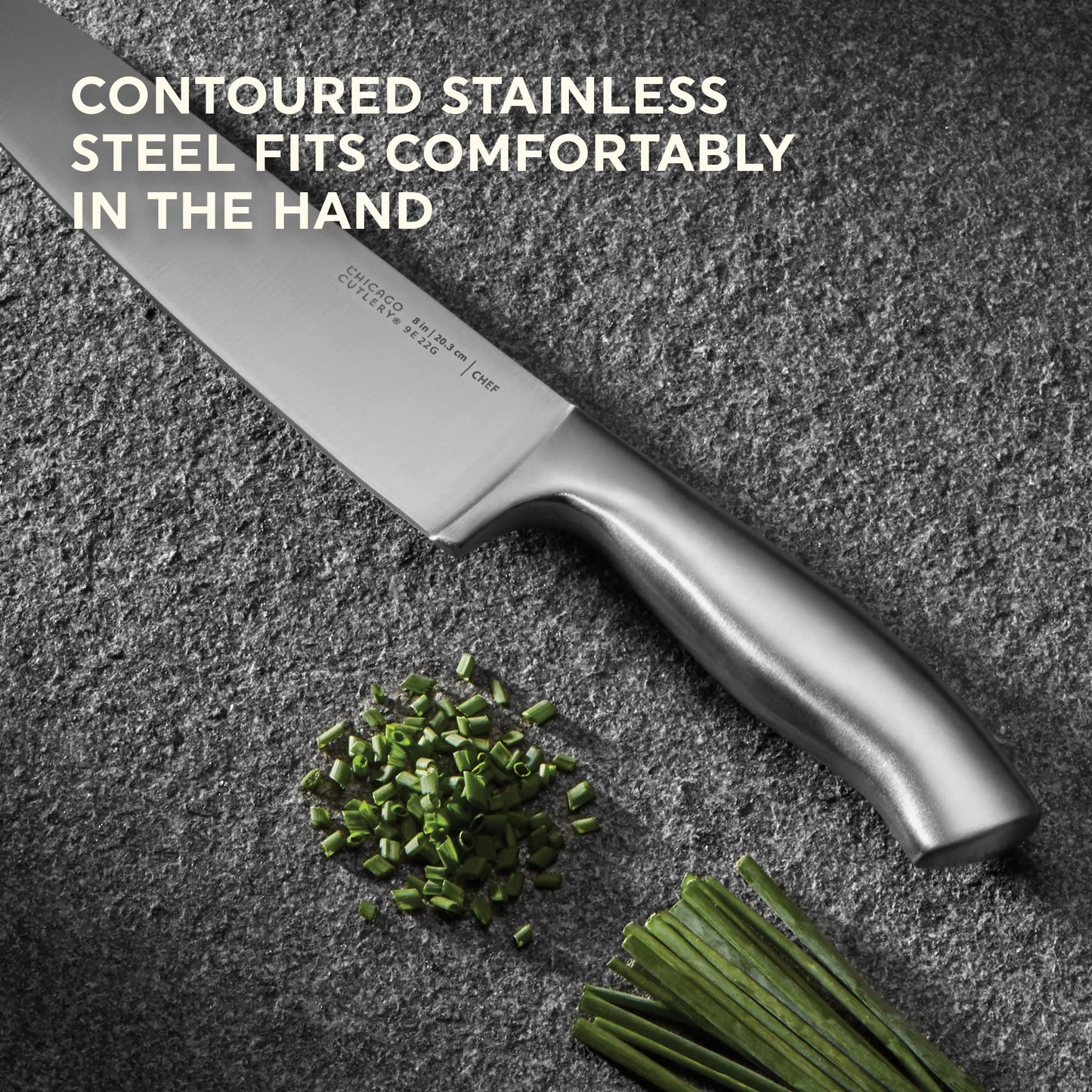 Chicago Cutlery Insignia Steel (18-PC) Kitchen Knife Block Set & Built-In Sharpener, Contoured Ergonomic Handles and Sharp Stainless Steel Professional Chef Knife Set & Scissors With Bottle Opener