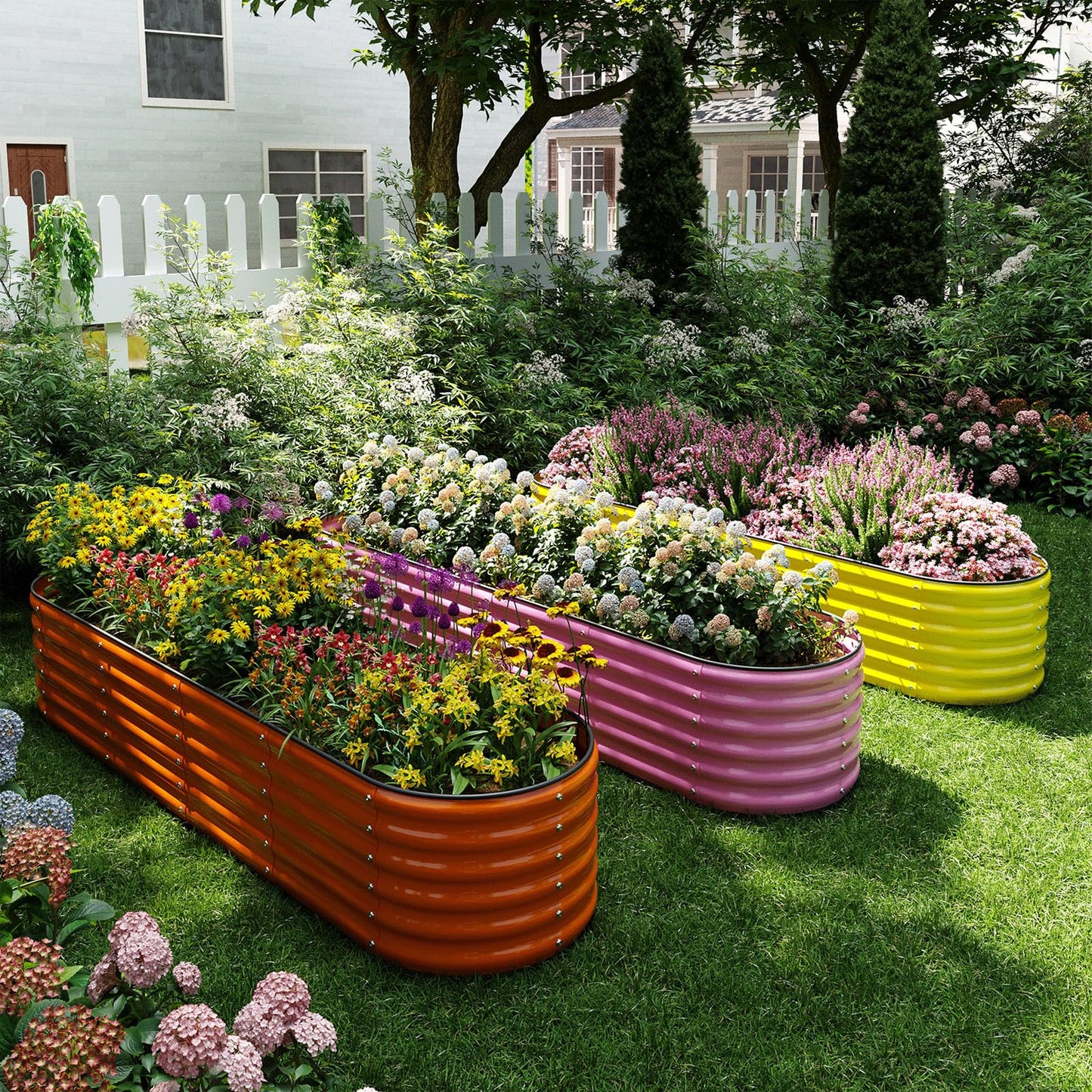 Galvanized Metal Planter Raised Garden Bed Kit for Gardening Outdoor,8x2x1ft Planter Grow Garden Box Raised Flower Bed,Long Vegetable Clearance Herb Raised Garden Beds for Gardening