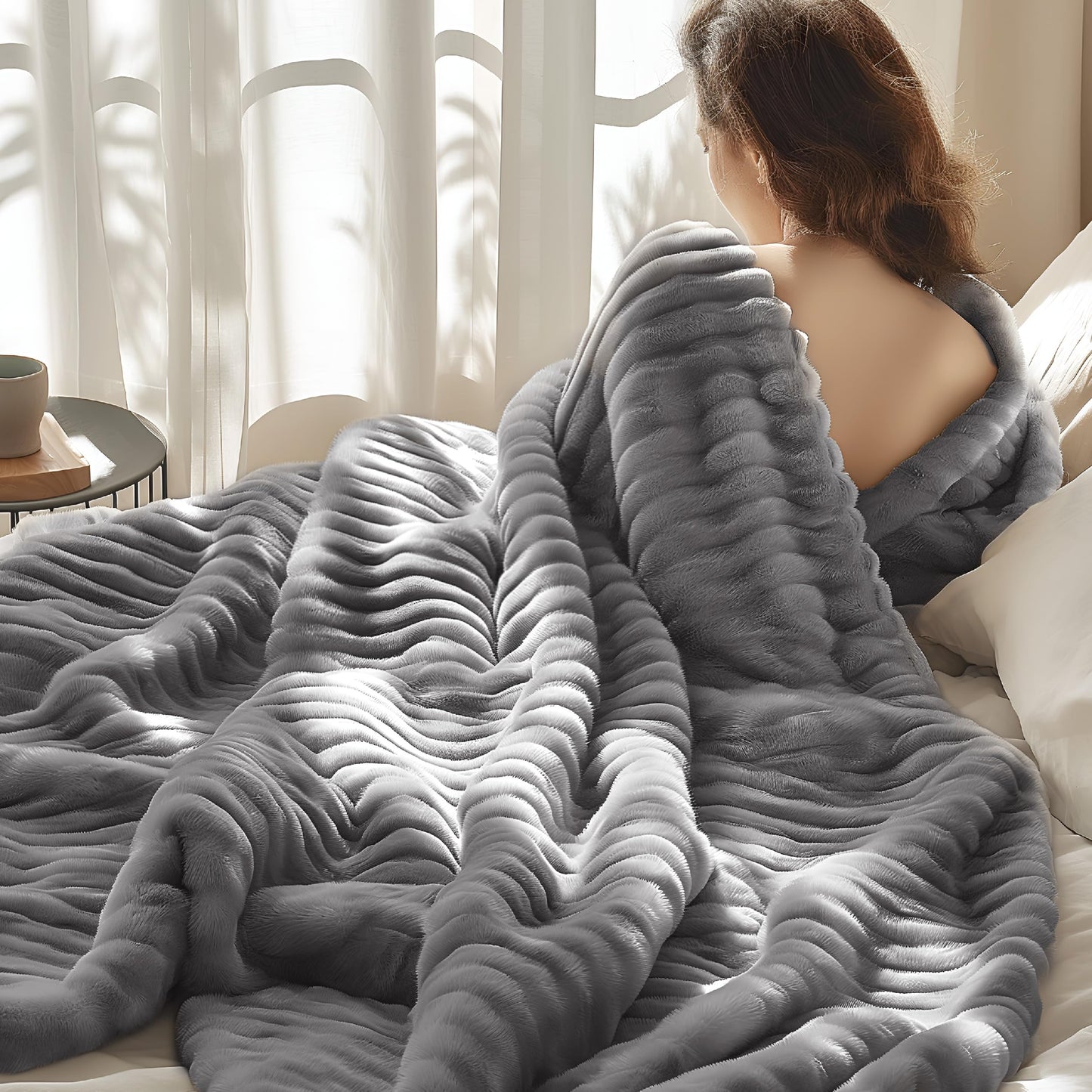 Bedsure White Throw Blanket for Couch - GentleSoft Cozy Soft Blankets for Women, Cute Small Fleece Throws for Girls, Birthday Gifts for Women, Mothers Day Decor Gifts for Mom, Off White, 50x60 Inches
