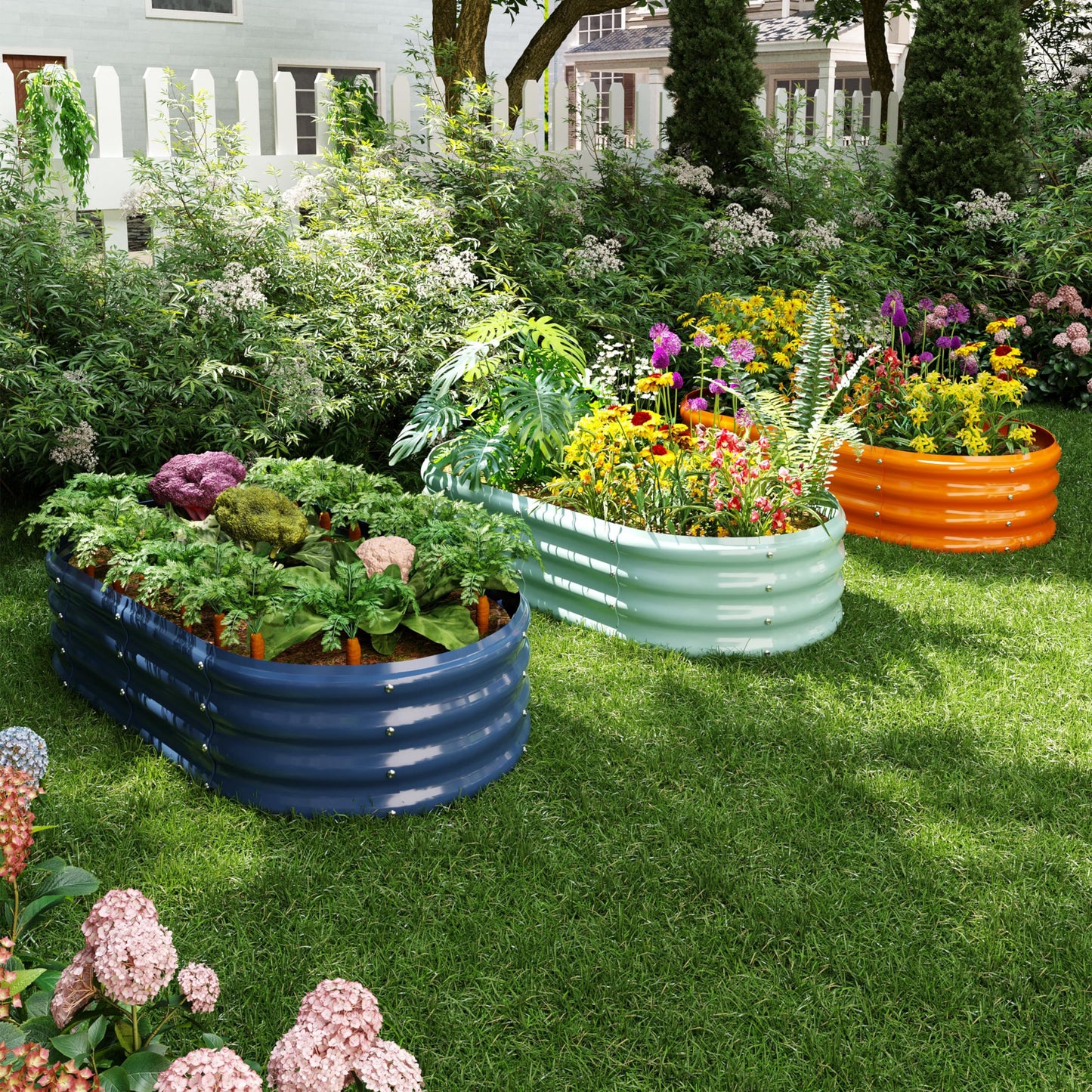 Galvanized Metal Planter Raised Garden Bed Kit for Gardening Outdoor,8x2x1ft Planter Grow Garden Box Raised Flower Bed,Long Vegetable Clearance Herb Raised Garden Beds for Gardening