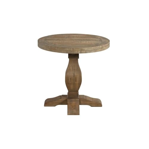 Napa Solid Wood Farmhouse Rustic Round End Side Living Room Table, Nightstand 26" W x 26" D x 25" H