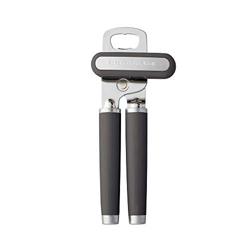 KitchenAid Classic Multifunction Can Opener and Bottle Opener Easy to Use, Razor Sharp Stainless Steel Cutting Wheel, Soft Ergonomic Handles, Black