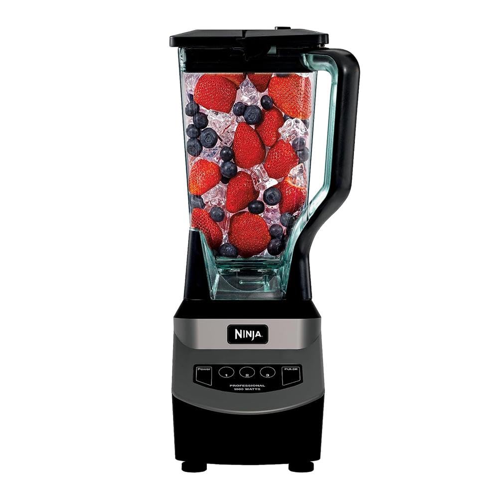 Ninja Professional Blender 1000W, Total Crushing Technology- Smoothies, Ice Crushing & Frozen Fruit, Full-Size Countertop Blender, 72-oz. Pitcher, Black & Grey, BL610