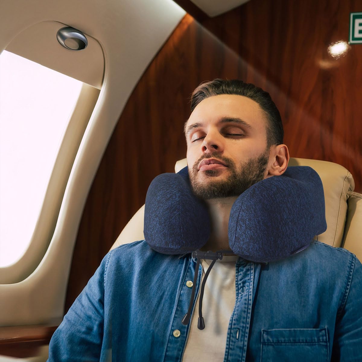 napfun Neck Pillow for Traveling, Upgraded Travel Neck Pillow for Airplane 100% Pure Memory Foam Travel Pillow for Flight Headrest Sleep, Portable Plane Accessories, Full Black