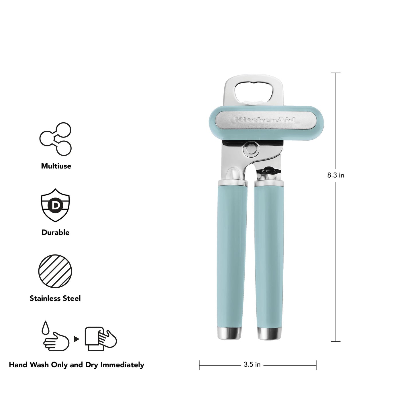 KitchenAid Classic Multifunction Can Opener and Bottle Opener Easy to Use, Razor Sharp Stainless Steel Cutting Wheel, Soft Ergonomic Handles, Black