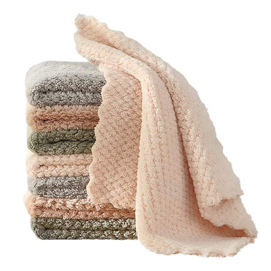 K&janet6am Microfiber Cleaning Cloth for Kitchen, 12 Pack Premium Coral Velvet Dish Cloths for Washing Dishes, Super Absorbent Coral Fleece Cleaning Cloths, Nonstick Oil Washable Fast Drying Rags