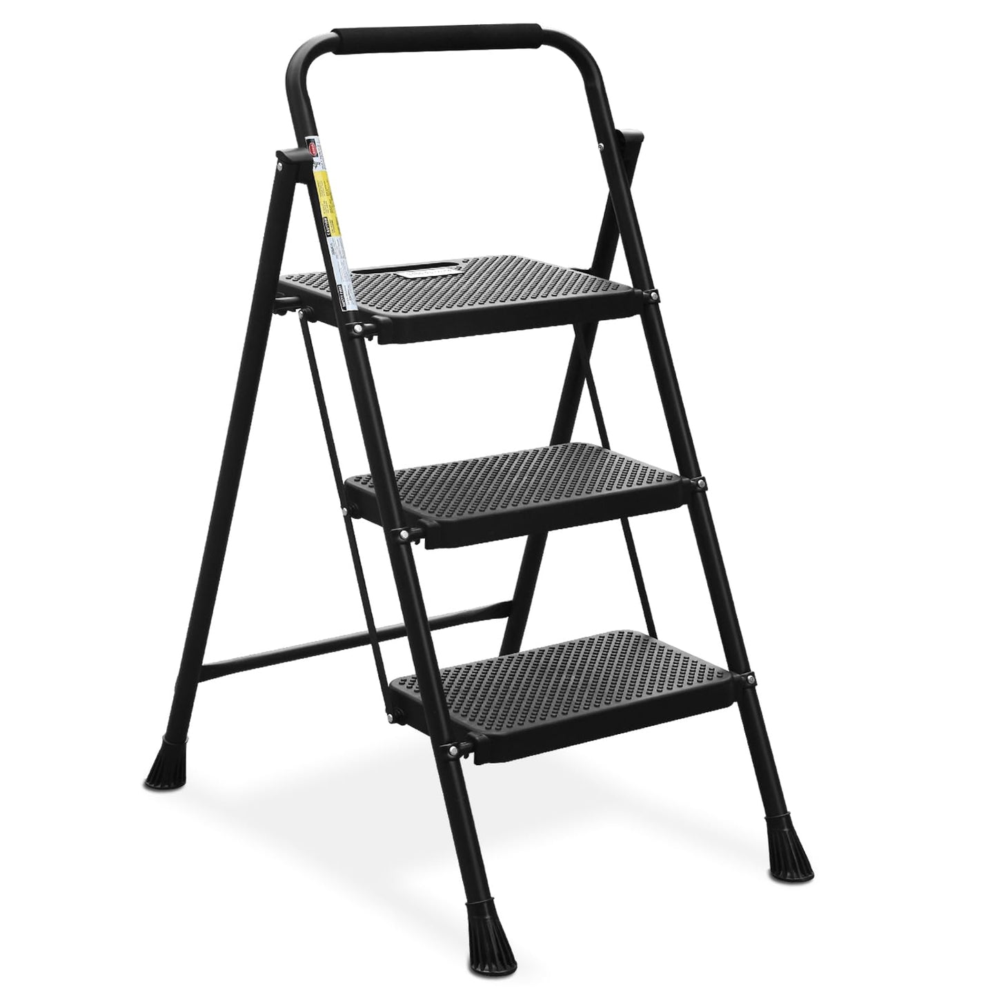 HBTower Step Ladder, Folding Step Stool with Wide Anti-Slip Pedal, Sturdy Steel Ladder, Convenient Handrail, Lightweight, Portable Steel Step Stool