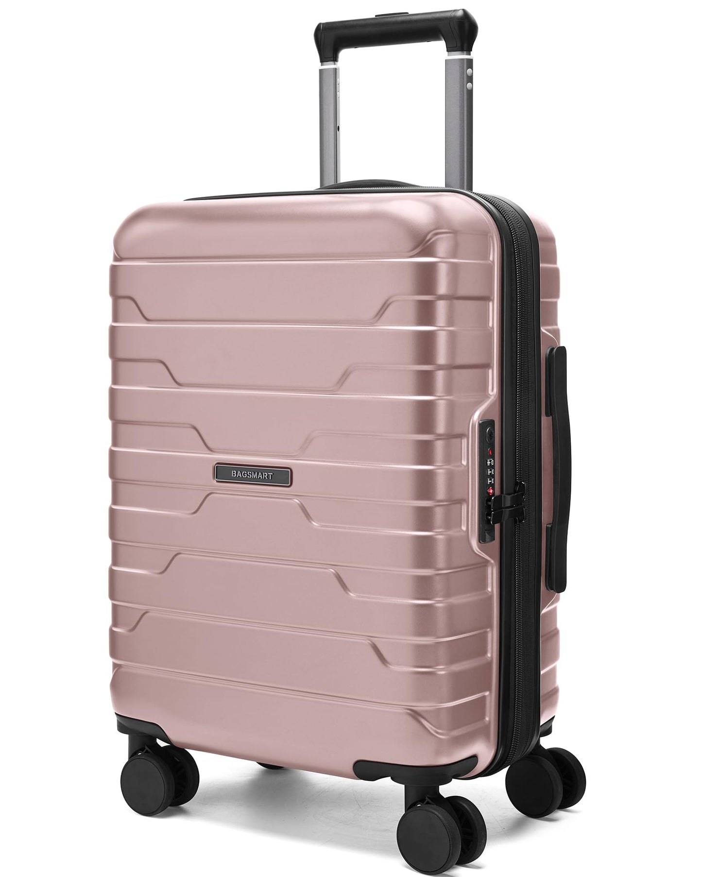BAGSMART Carry On Luggage 22x14x9 Airline Approved with Spinner Wheels,Lightweight 20 Inch Luggage with TSA Lock,Expandable Hard Shell Carry On Suitcases for Men Women,Pink