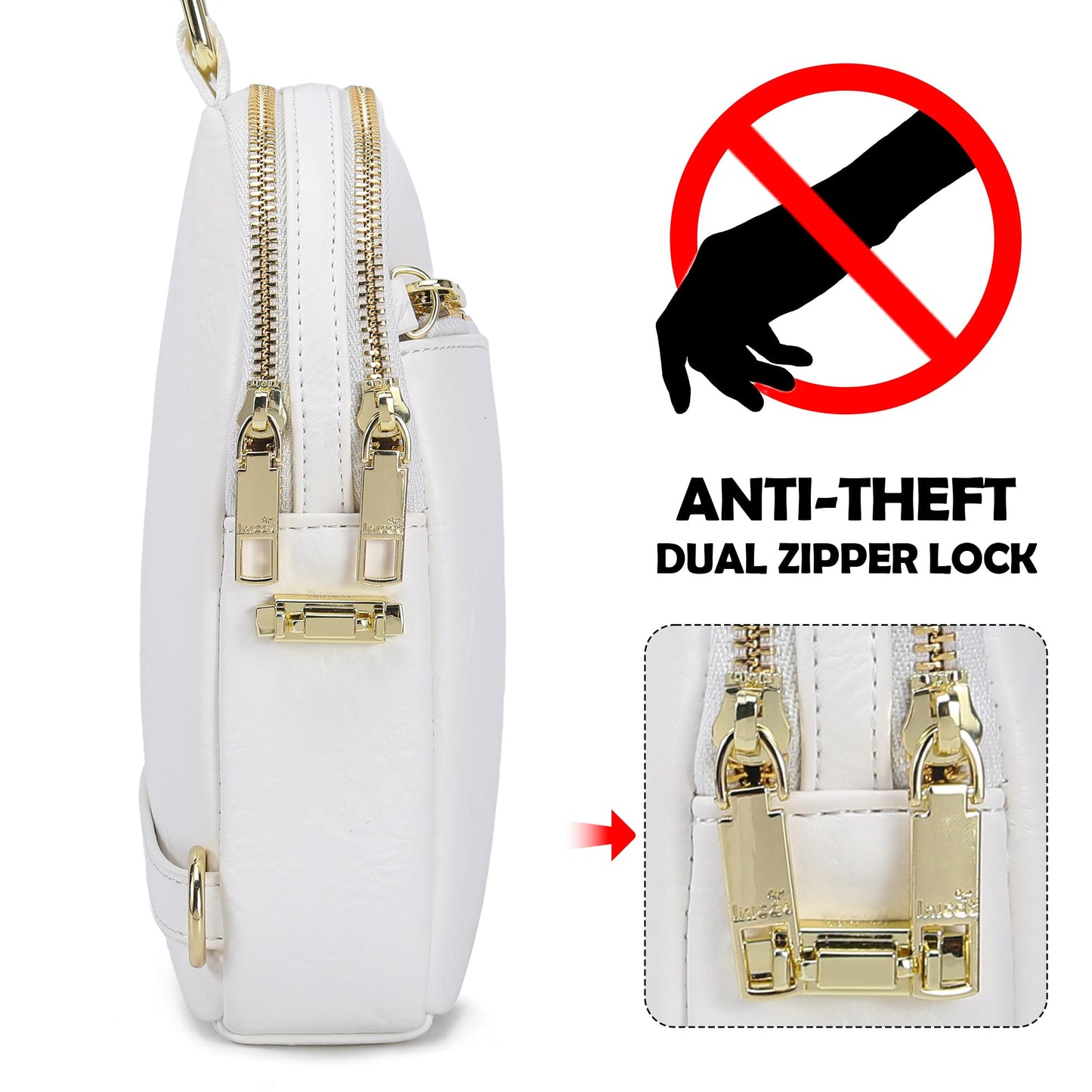 INICAT Travel Sling Bag, Anti Theft Crossbody Bag for Women | RFID Blocking, 8 Card Slots, Back Zippered Pocket, Metal Zippers,Switchable Strap