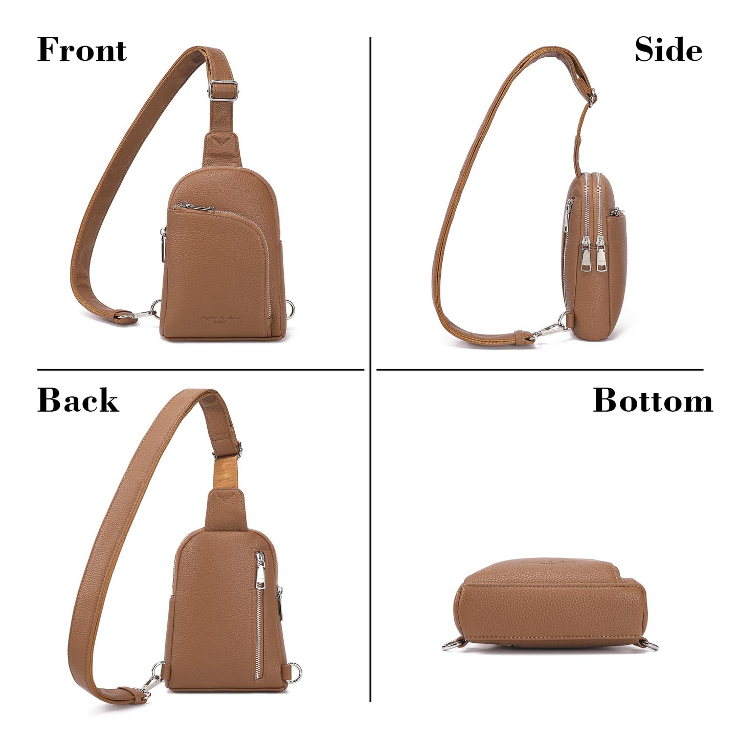 INICAT Travel Sling Bag, Anti Theft Crossbody Bag for Women | RFID Blocking, 8 Card Slots, Back Zippered Pocket, Metal Zippers,Switchable Strap
