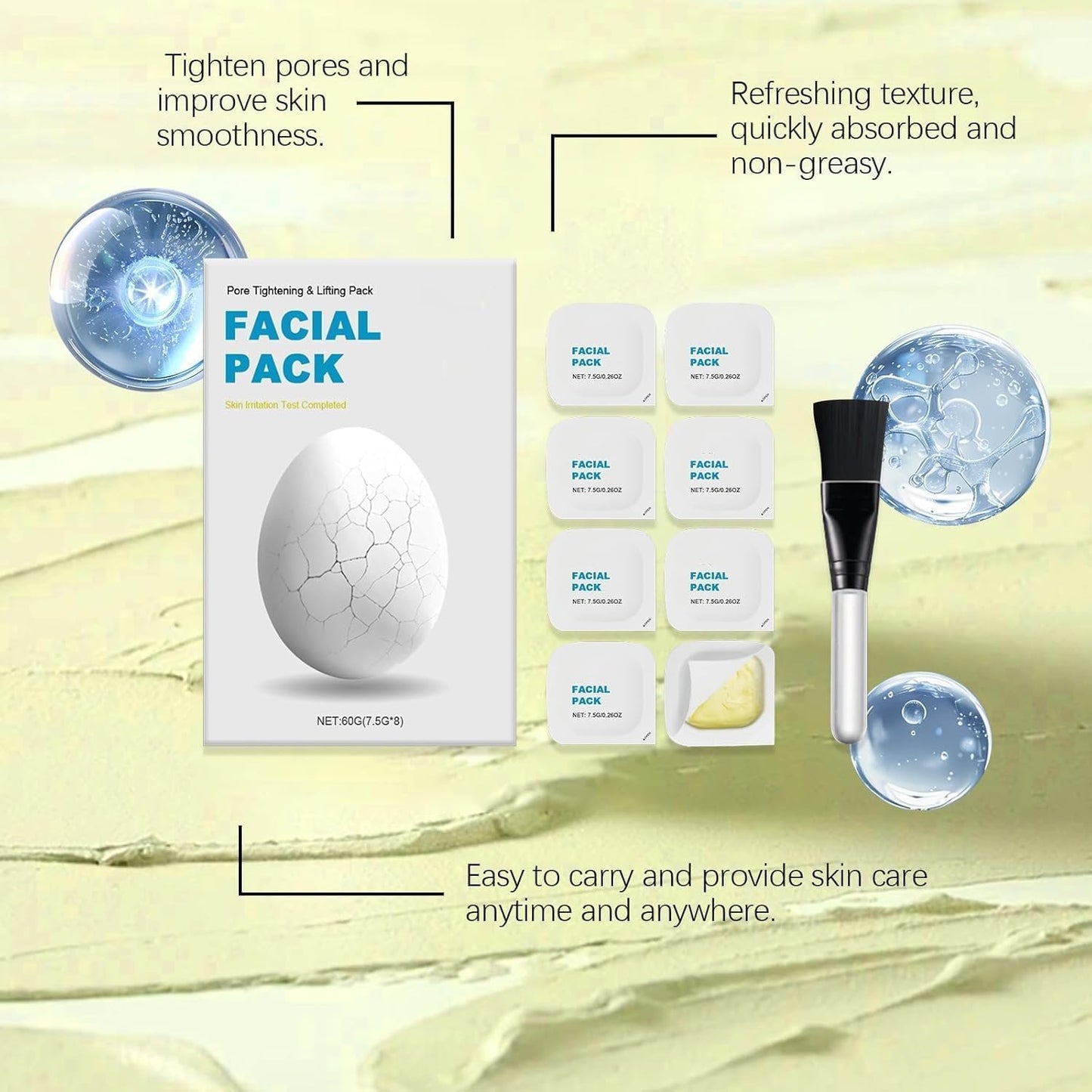 2025 New Zombie Facial Mask, Zombie Mask Facial, Hydrating Skincare Face Mask, Pore Tightening & Lifting Deep Cleansing Clay Mud Mask(1 Box, 8ea,)