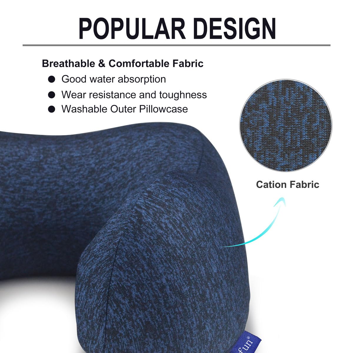 napfun Neck Pillow for Traveling, Upgraded Travel Neck Pillow for Airplane 100% Pure Memory Foam Travel Pillow for Flight Headrest Sleep, Portable Plane Accessories, Full Black