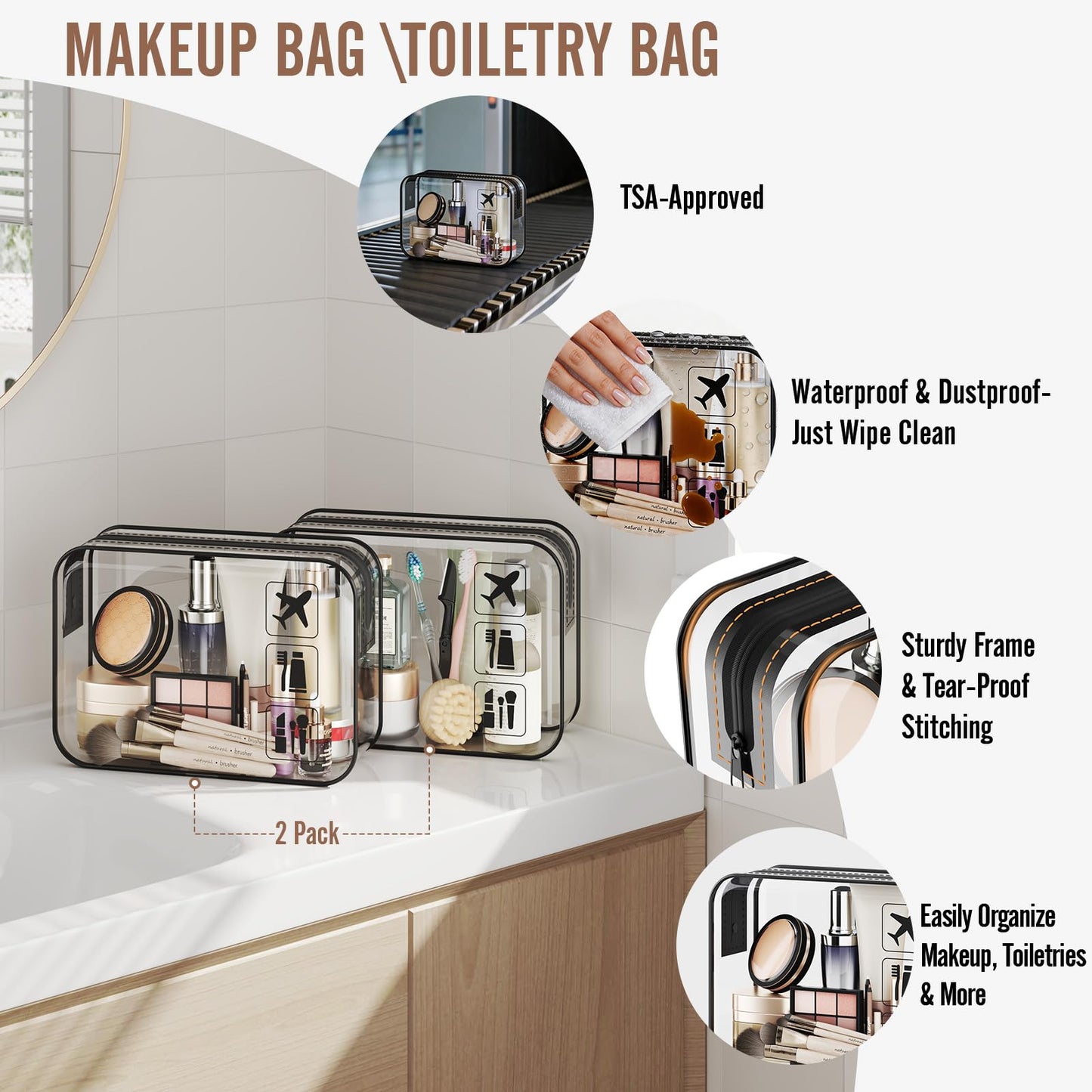 Veken 10 Set/8 Set Packing Cubes for Travel Essentials,Anti-Wrinkle Buckled Suitcase Organizer for Shoe & Toiletry Bag,Carry On Luggage Bag for Airplane & College Dorm Room Accessories,Women Men Gifts