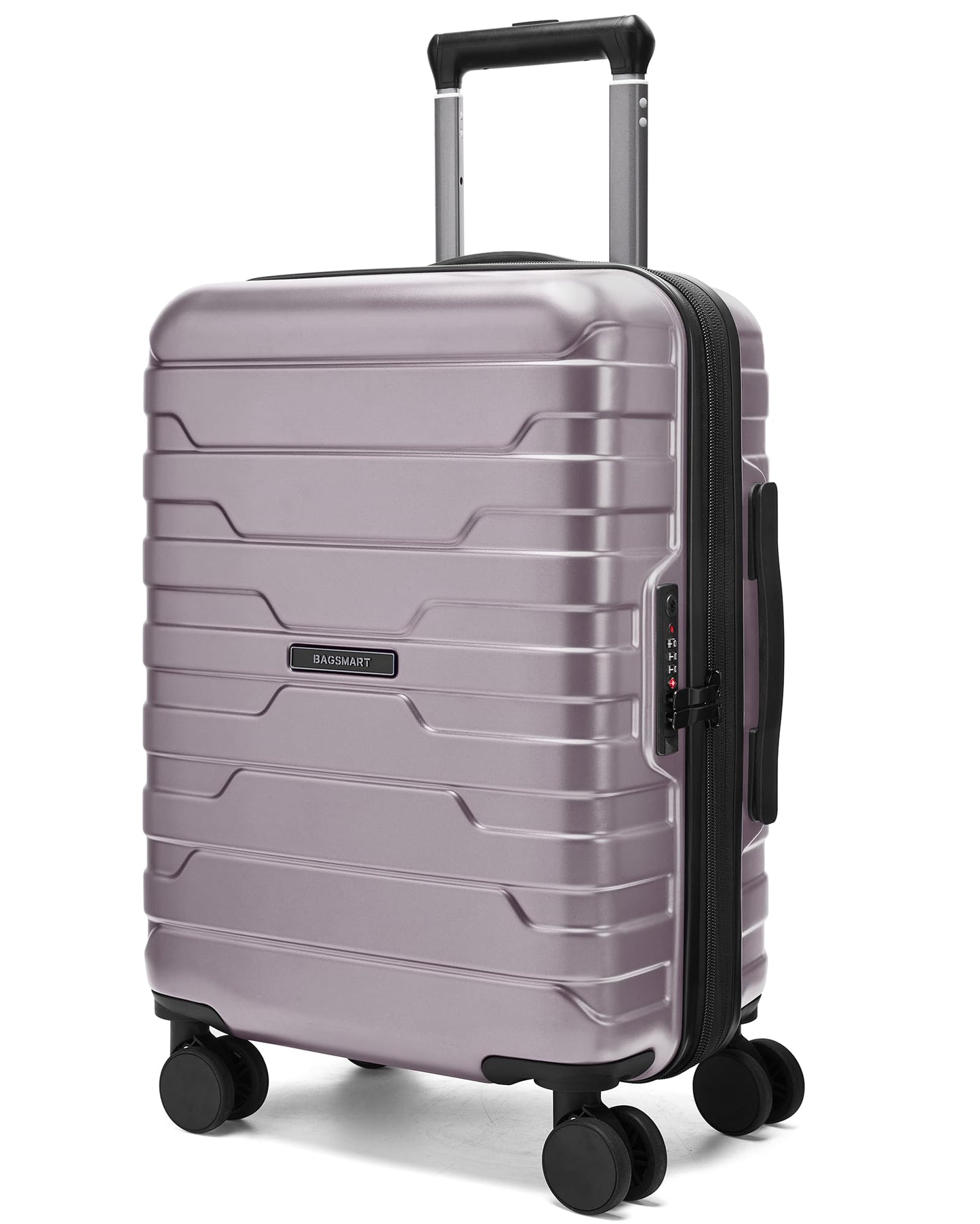 BAGSMART Carry On Luggage 22x14x9 Airline Approved with Spinner Wheels,Lightweight 20 Inch Luggage with TSA Lock,Expandable Hard Shell Carry On Suitcases for Men Women,Pink
